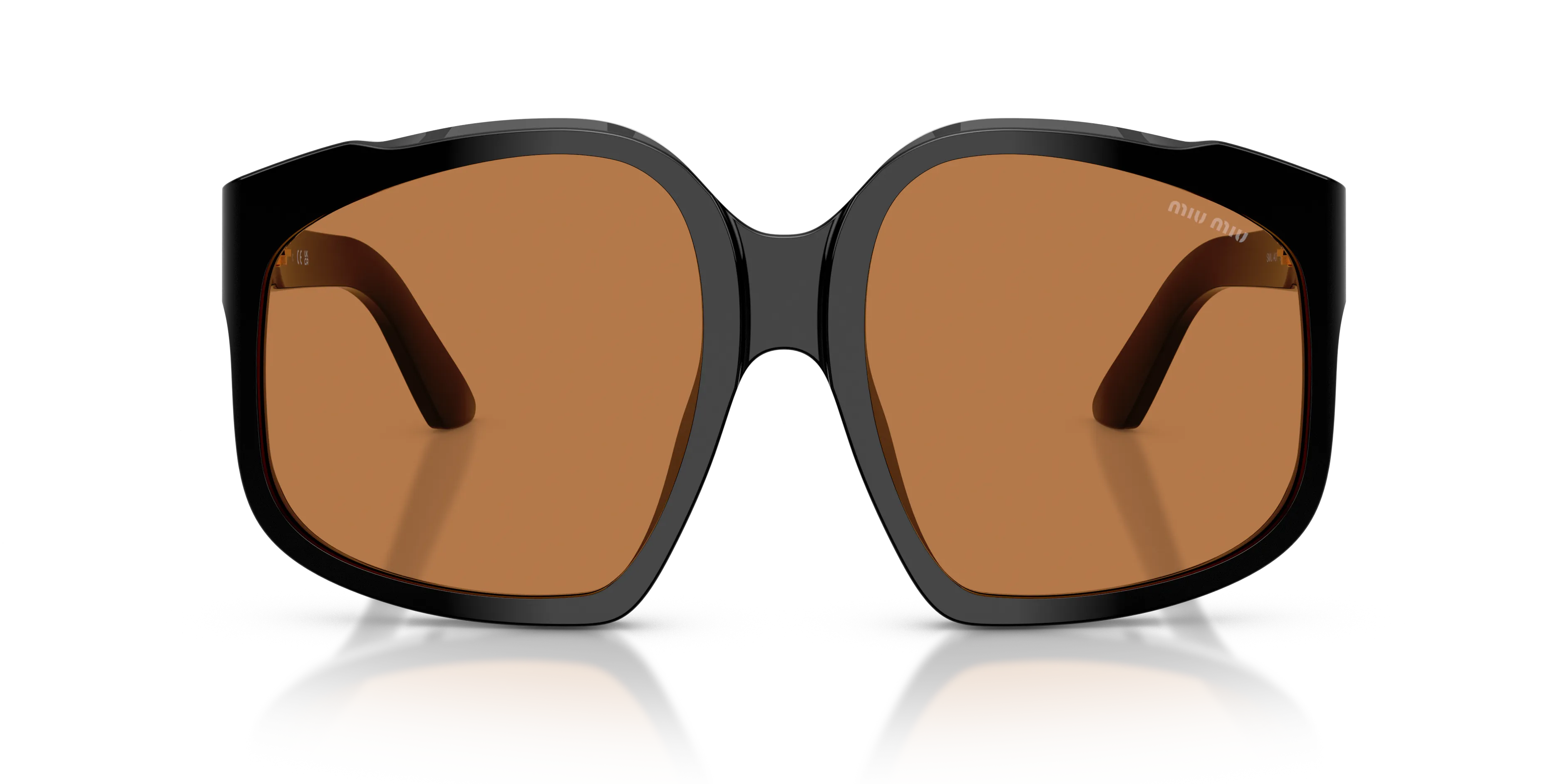 Miu Miu MU A07S 16K90Q Occhiali da sole Acetato Nero Marrone Geometrica Normale - immagine 3