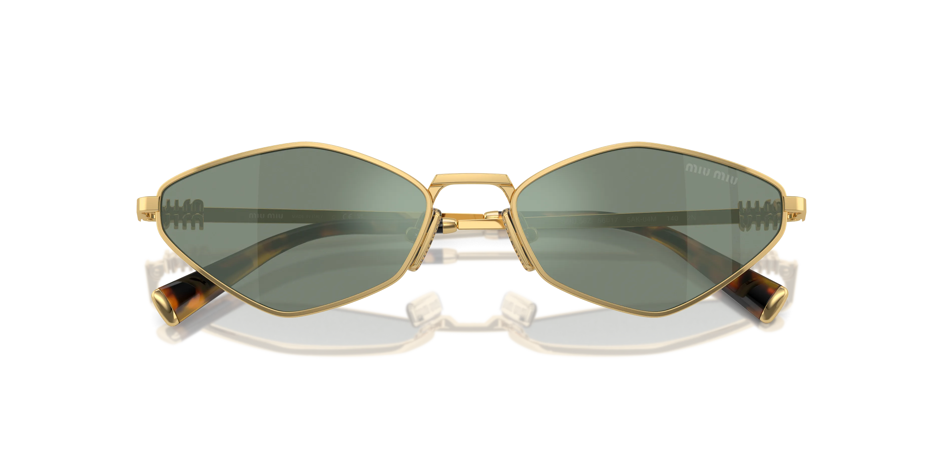 Miu Miu MU 56ZS 5AK04M Occhiali da sole Metallo Oro Verde Geometrica Normale - immagine 2