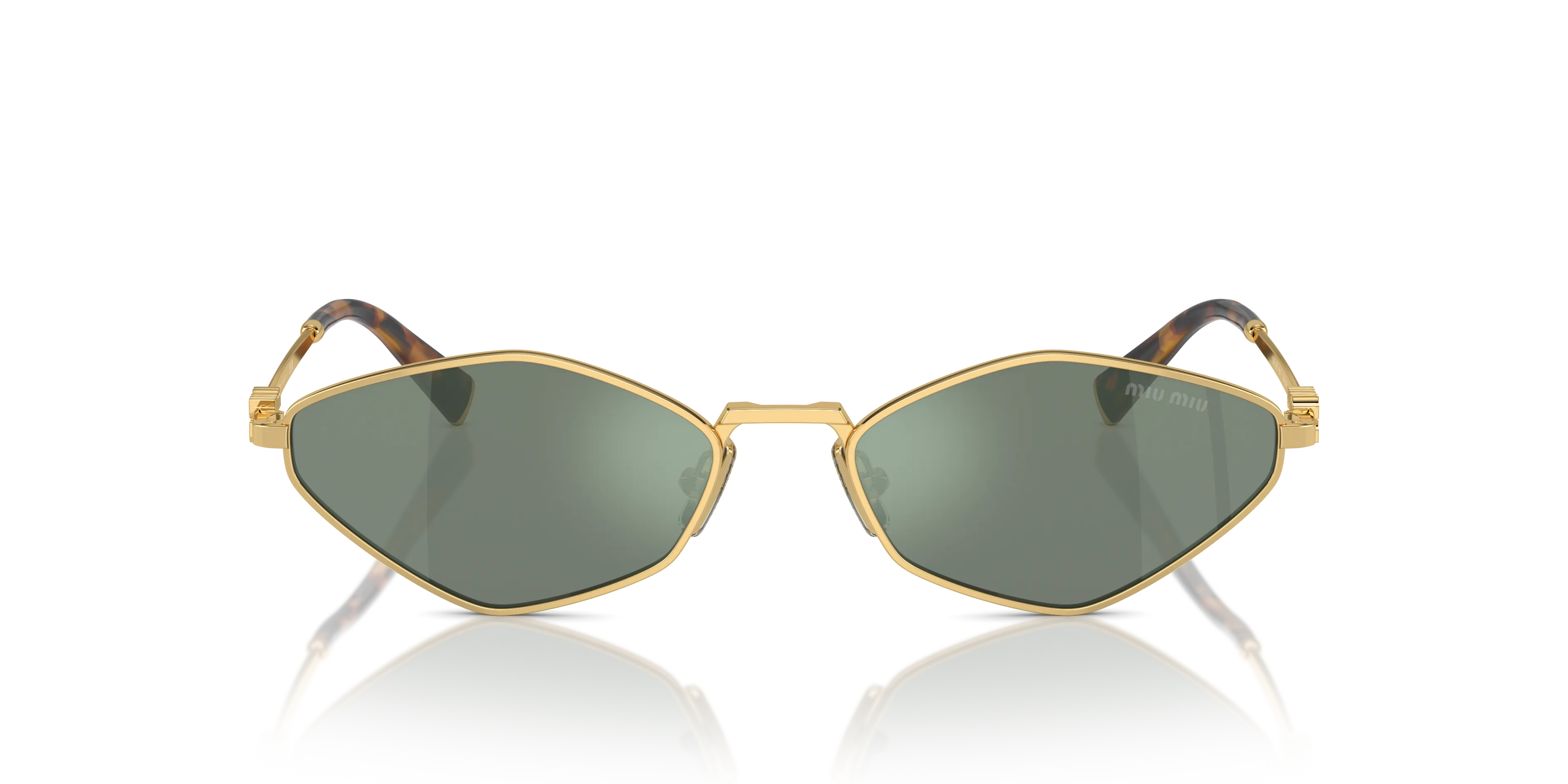 Miu Miu MU 56ZS 5AK04M Occhiali da sole Metallo Oro Verde Geometrica Normale - immagine 3