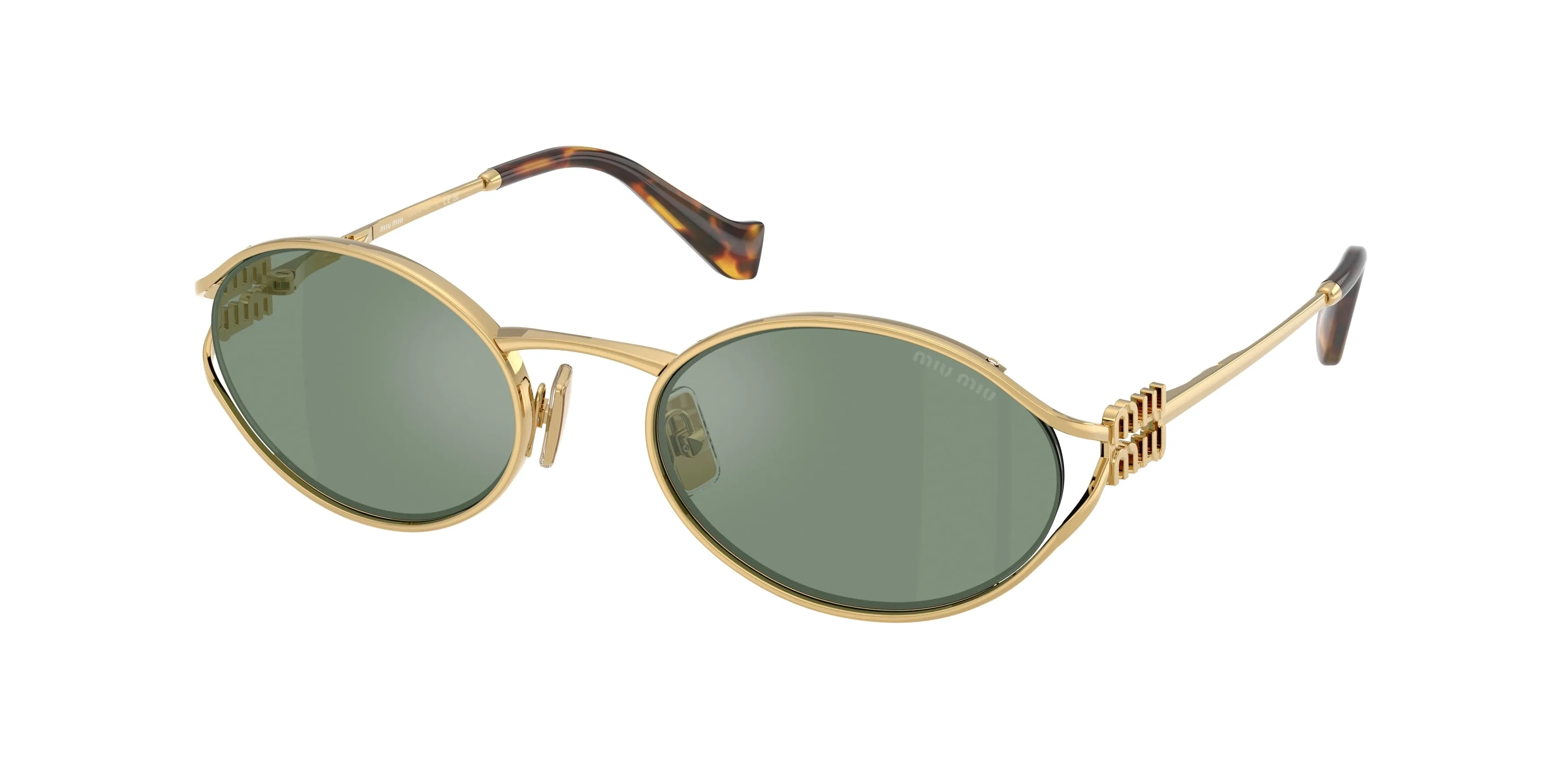 Miu Miu MU 52YS 5AK04M Occhiali da sole Metallo Oro Verde Rotonda Normale - immagine 1