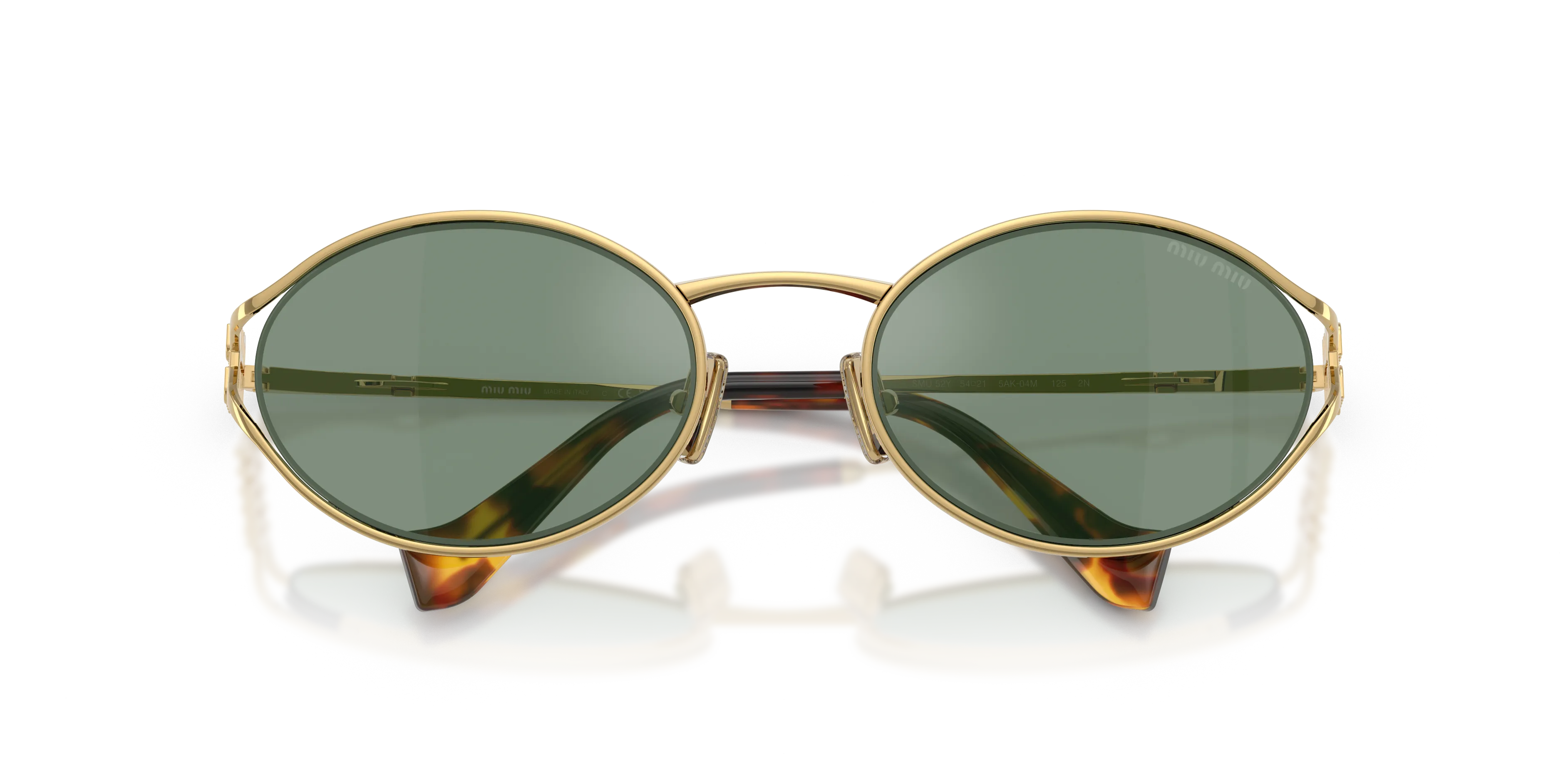 Miu Miu MU 52YS 5AK04M Occhiali da sole Metallo Oro Verde Rotonda Normale - immagine 2