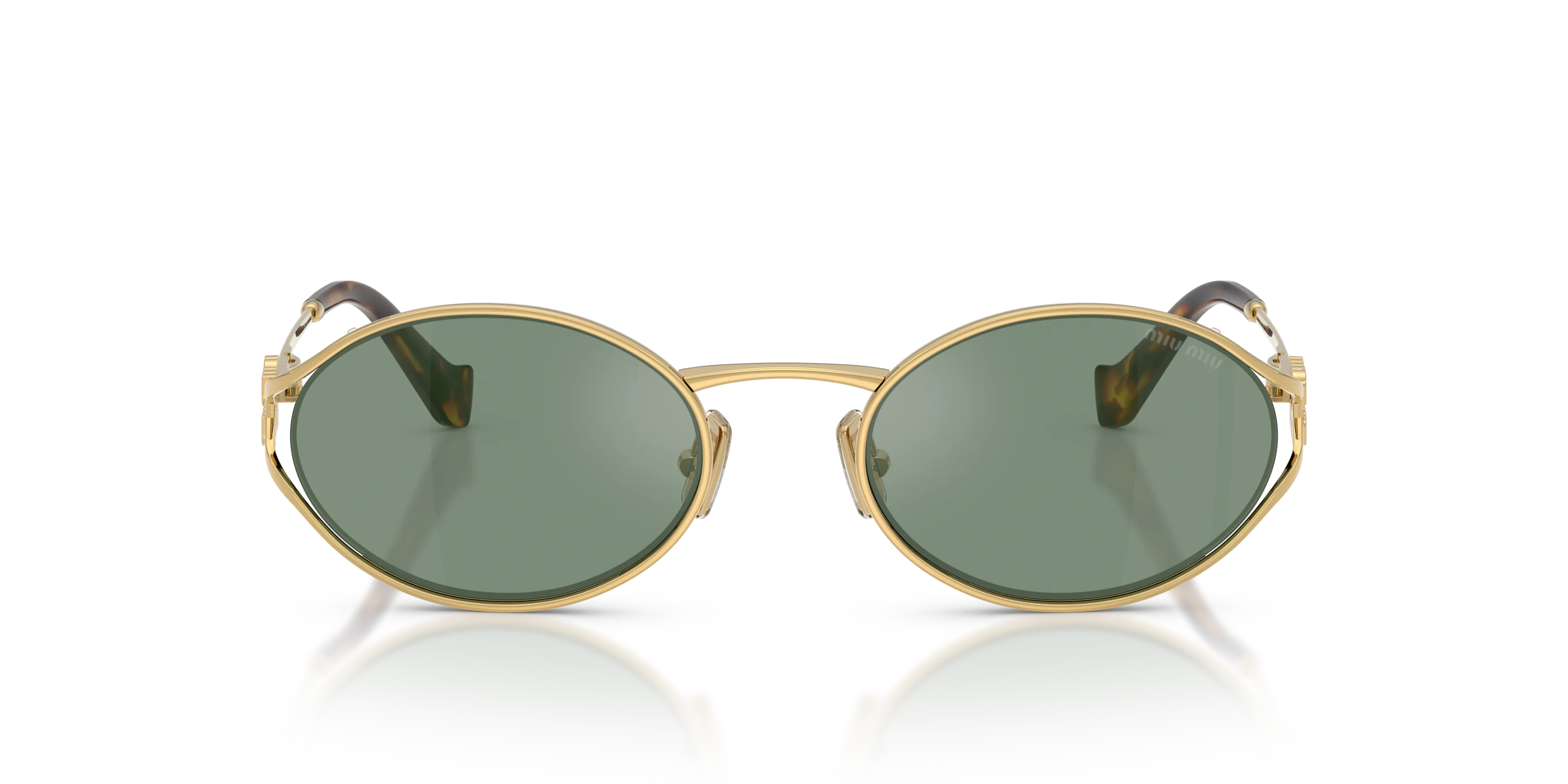 Miu Miu MU 52YS 5AK04M Occhiali da sole Metallo Oro Verde Rotonda Normale - immagine 3