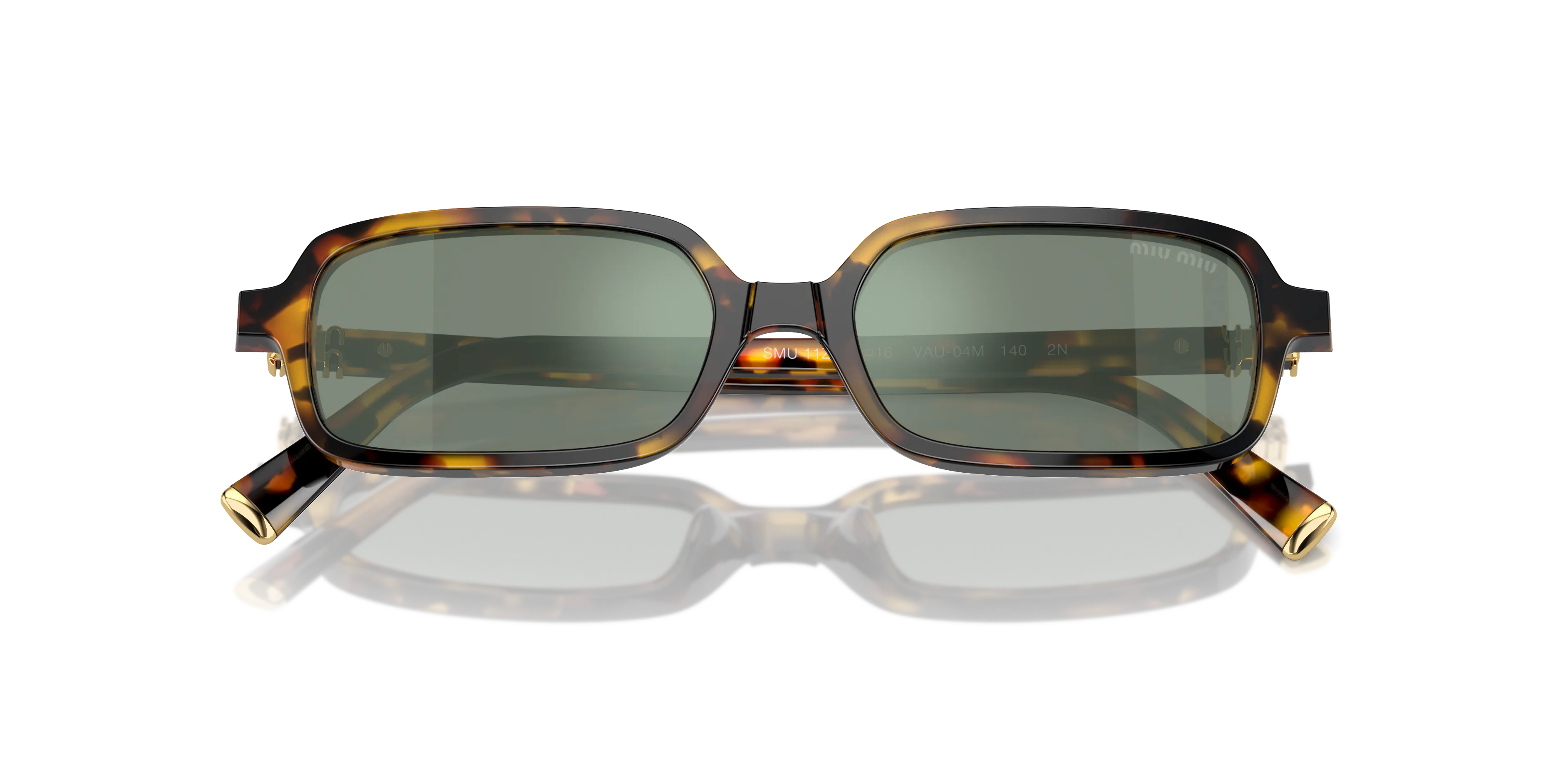 Miu Miu MU 11ZS VAU04M Occhiali da sole Acetato Tartaruga Verde Squadrata Normale - immagine 2