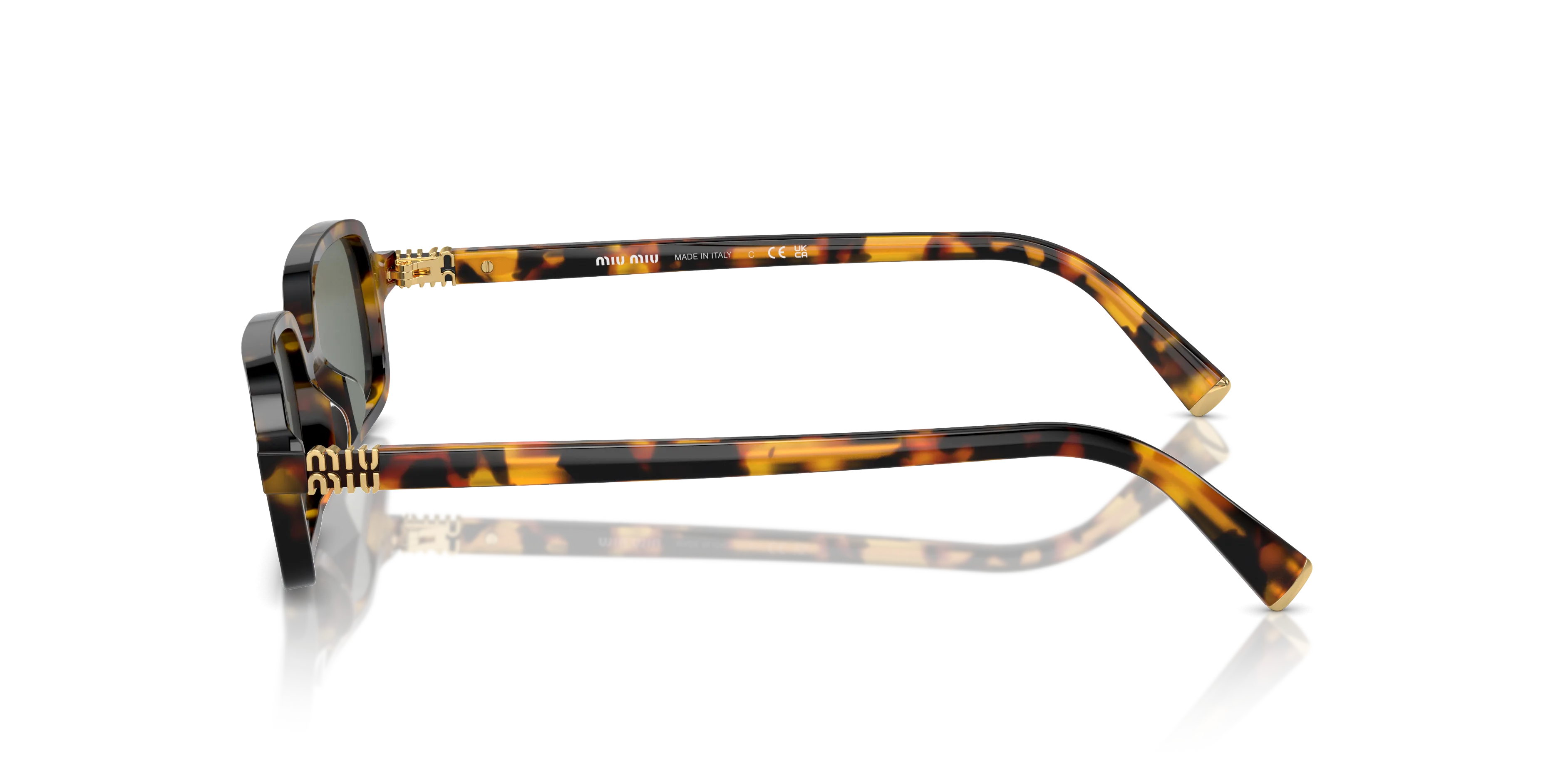 Miu Miu MU 11ZS VAU04M Occhiali da sole Acetato Tartaruga Verde Squadrata Normale - immagine 4
