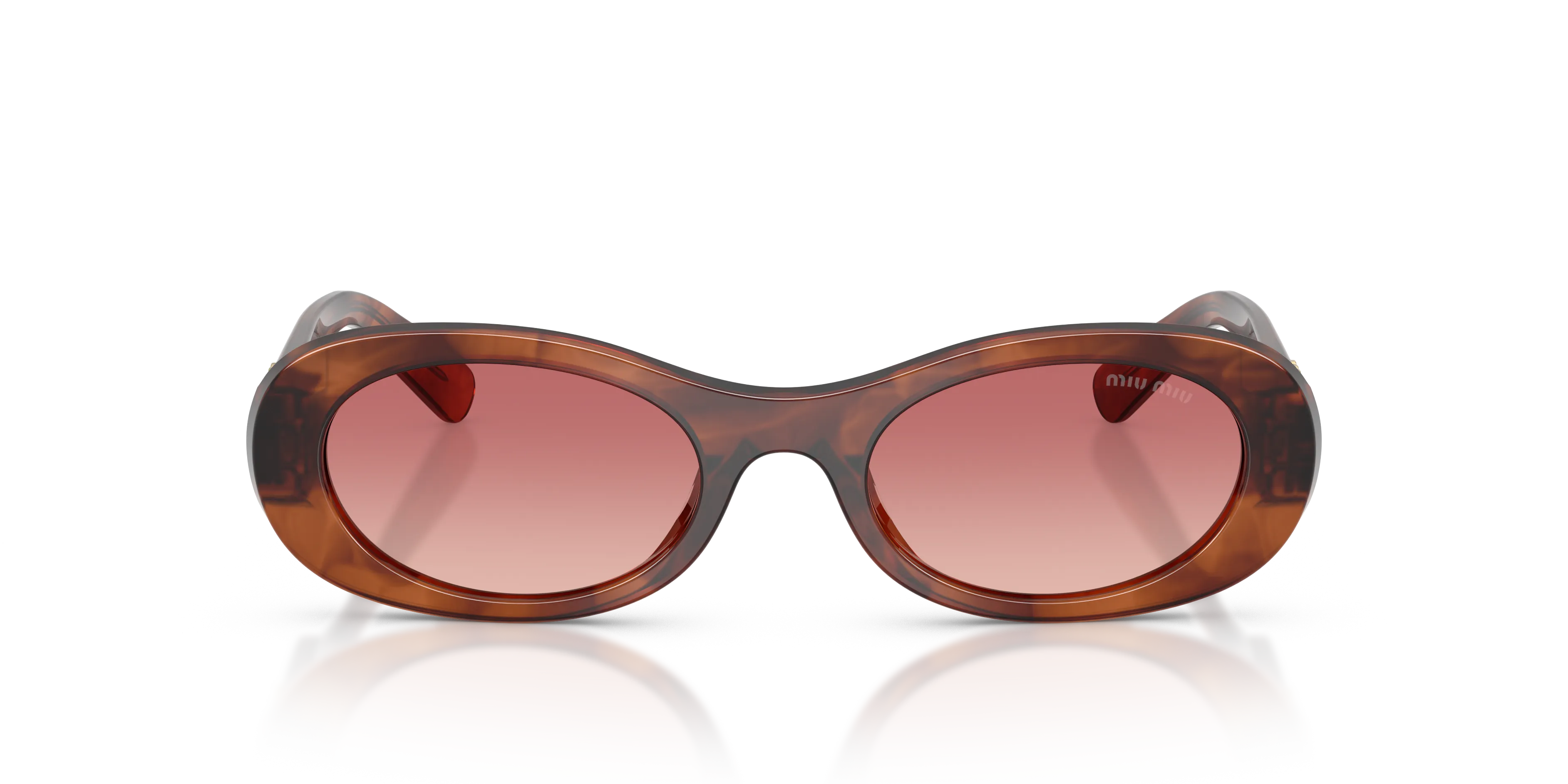 Miu Miu MU 06ZS 26E50U Occhiali da sole Acetato Marrone Rosso Rotonda Normale Sfumato - immagine 3