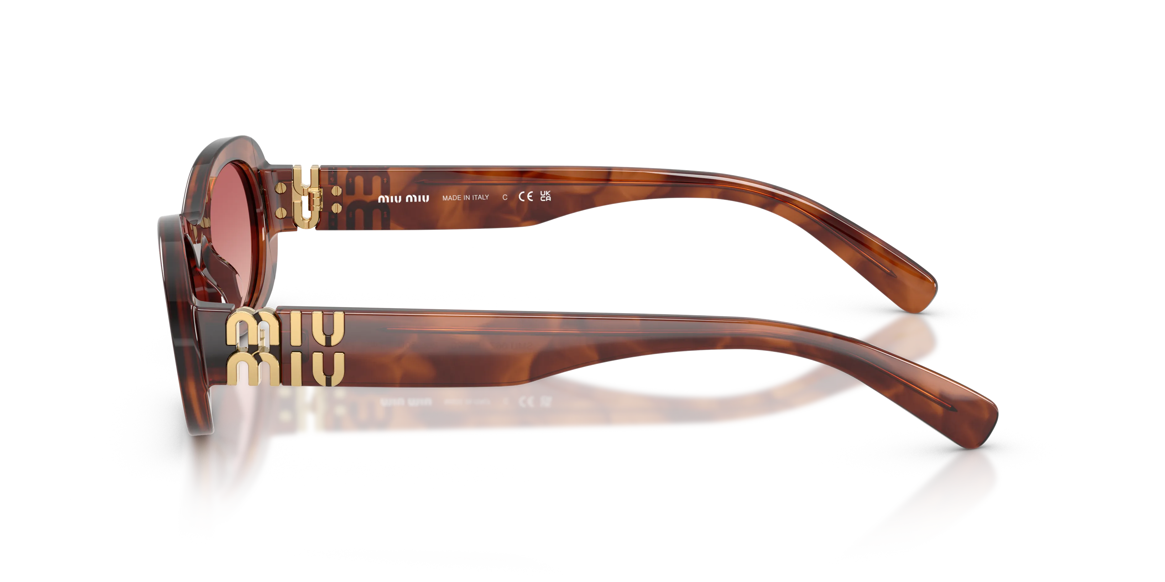 Miu Miu MU 06ZS 26E50U Occhiali da sole Acetato Marrone Rosso Rotonda Normale Sfumato - immagine 4