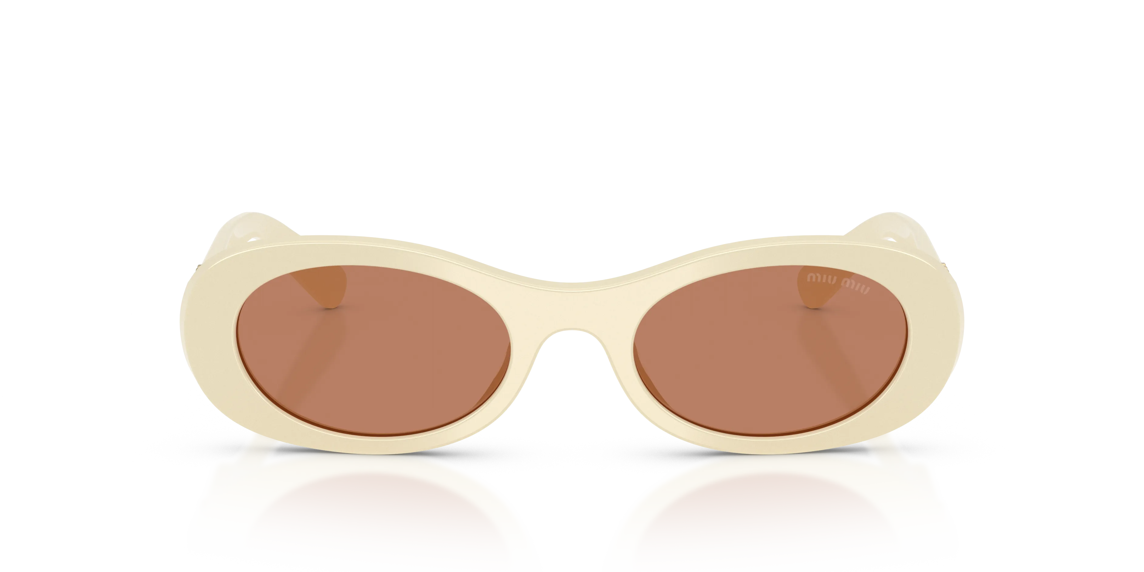 Miu Miu MU 06ZS 21D90Q Occhiali da sole Acetato Bianco Marrone Rotonda Normale - immagine 3