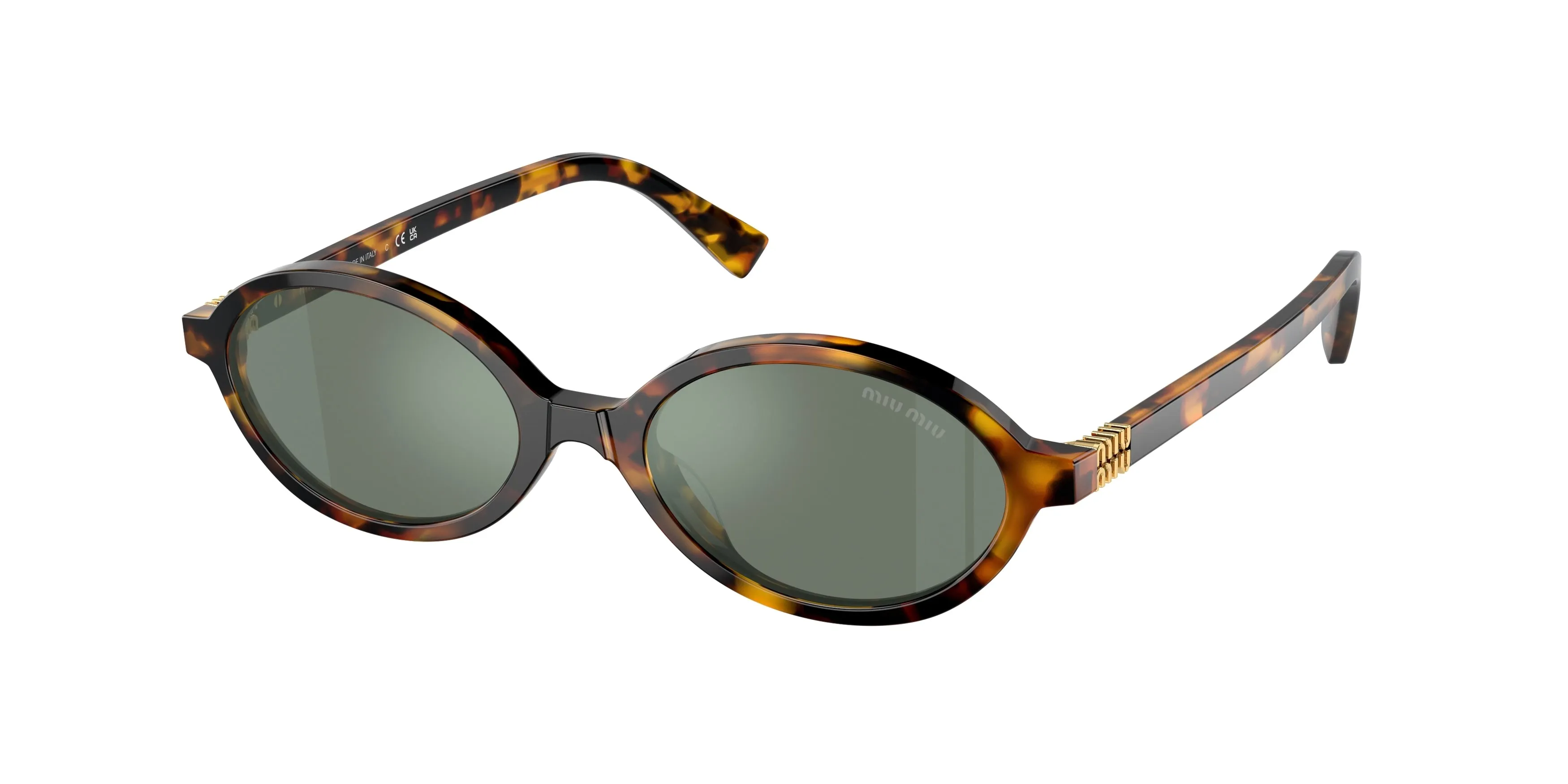 Miu Miu MU 04ZS VAU04M Occhiali da sole Acetato Tartaruga Verde Rotonda Normale - immagine 1