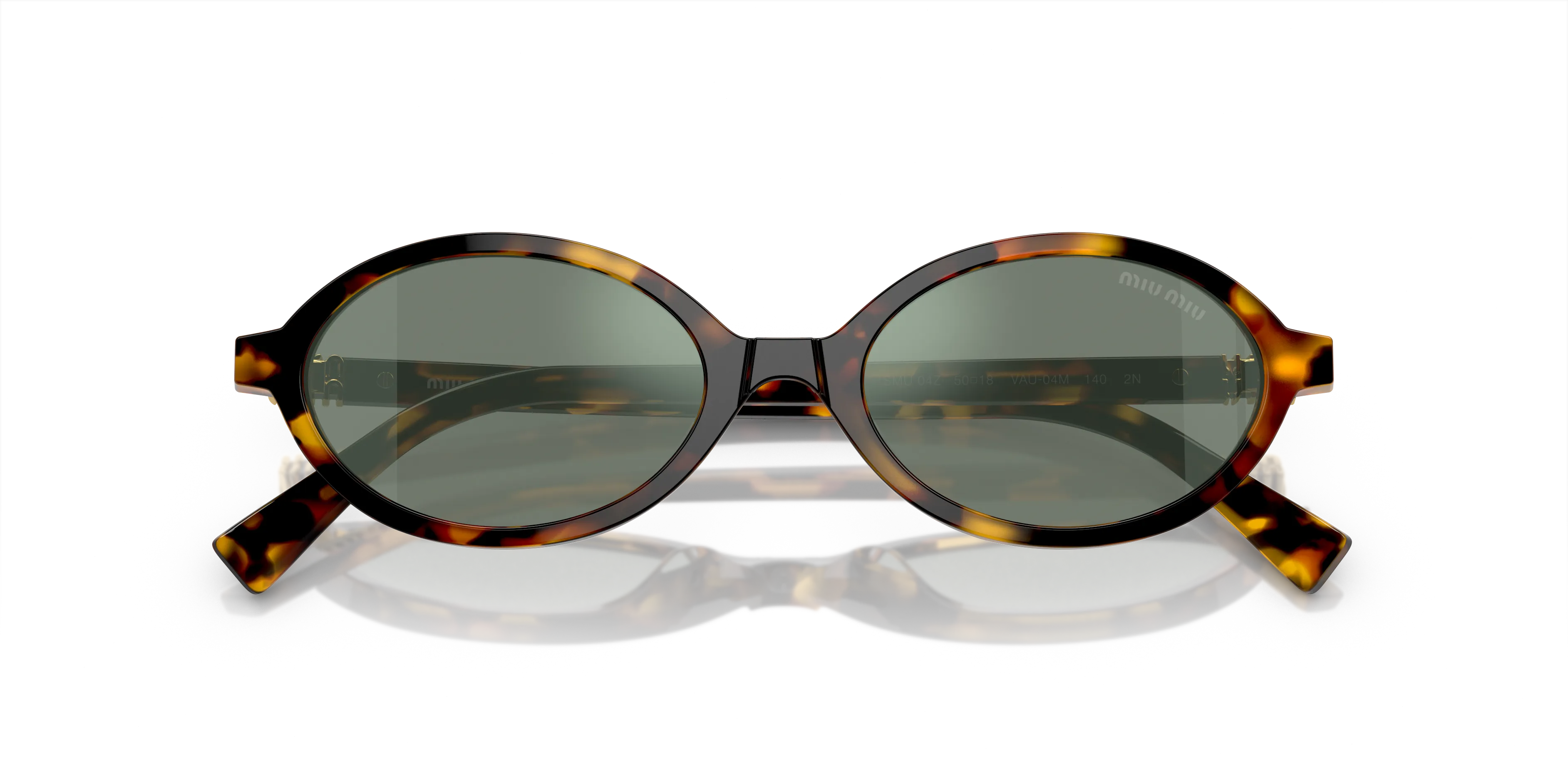 Miu Miu MU 04ZS VAU04M Occhiali da sole Acetato Tartaruga Verde Rotonda Normale - immagine 2
