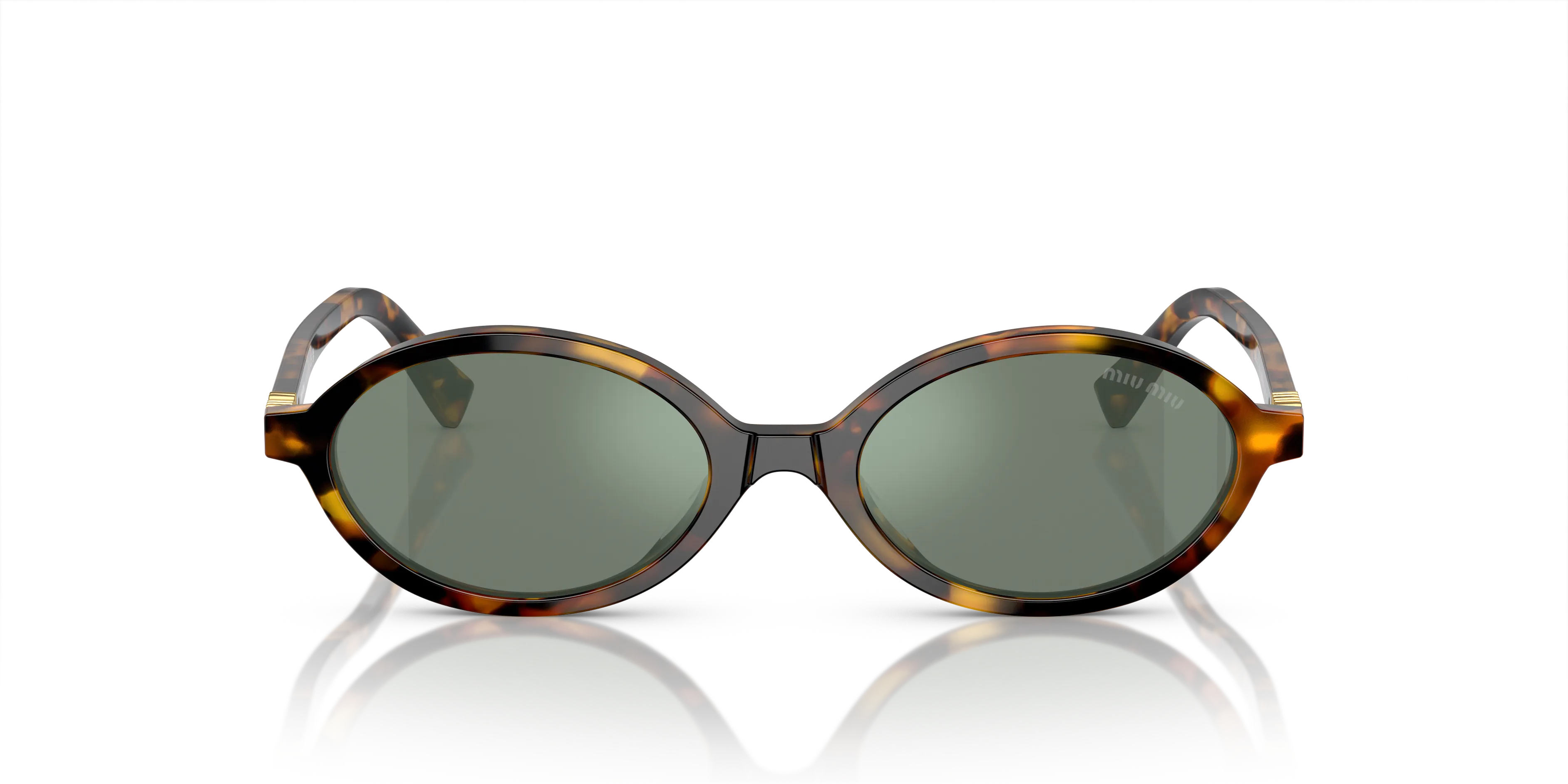 Miu Miu MU 04ZS VAU04M Occhiali da sole Acetato Tartaruga Verde Rotonda Normale - immagine 3