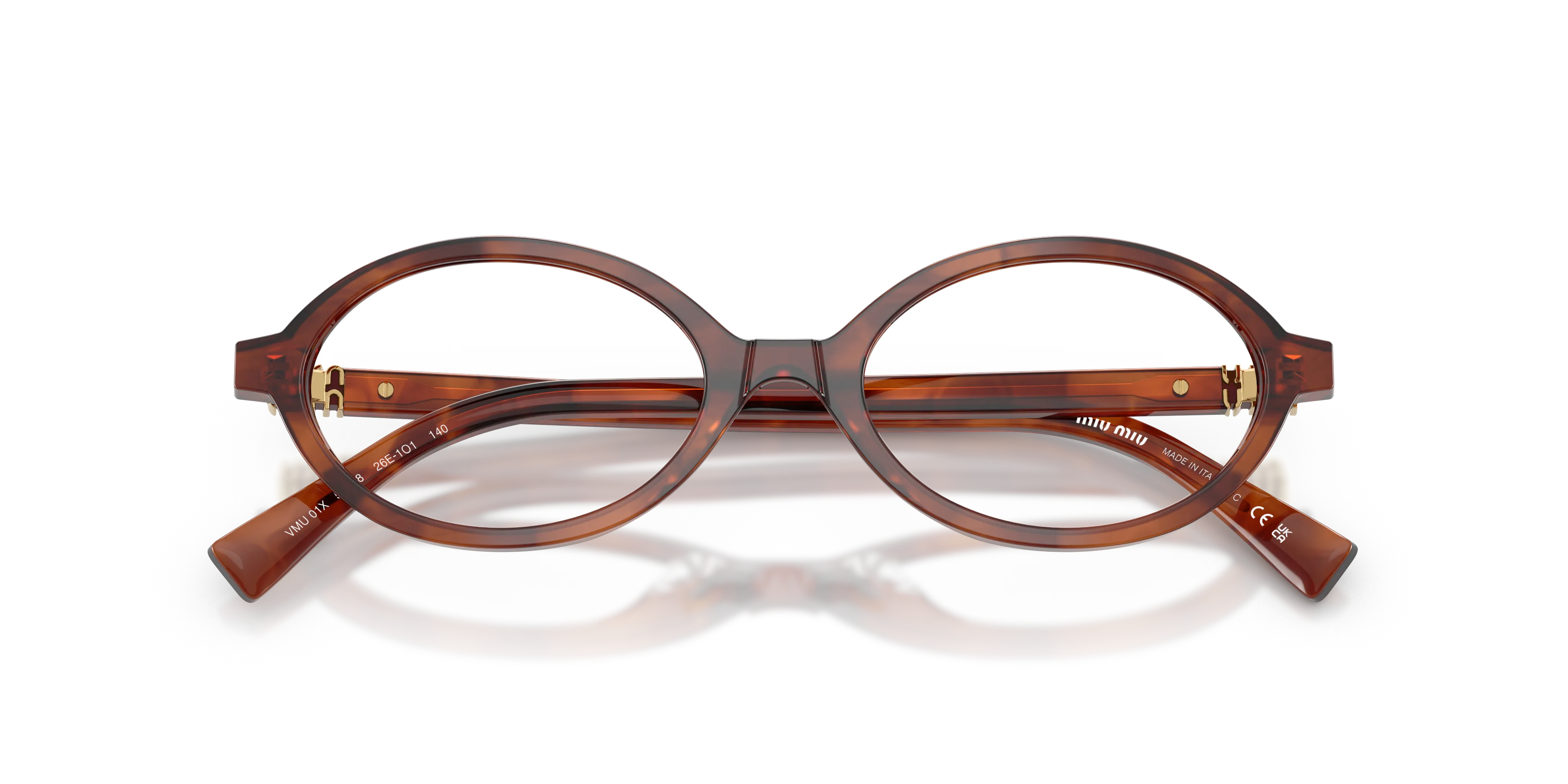 Miu Miu MU 01XV 26E1O1 Montature da vista Acetato Marrone Rotonda Normale - immagine 2