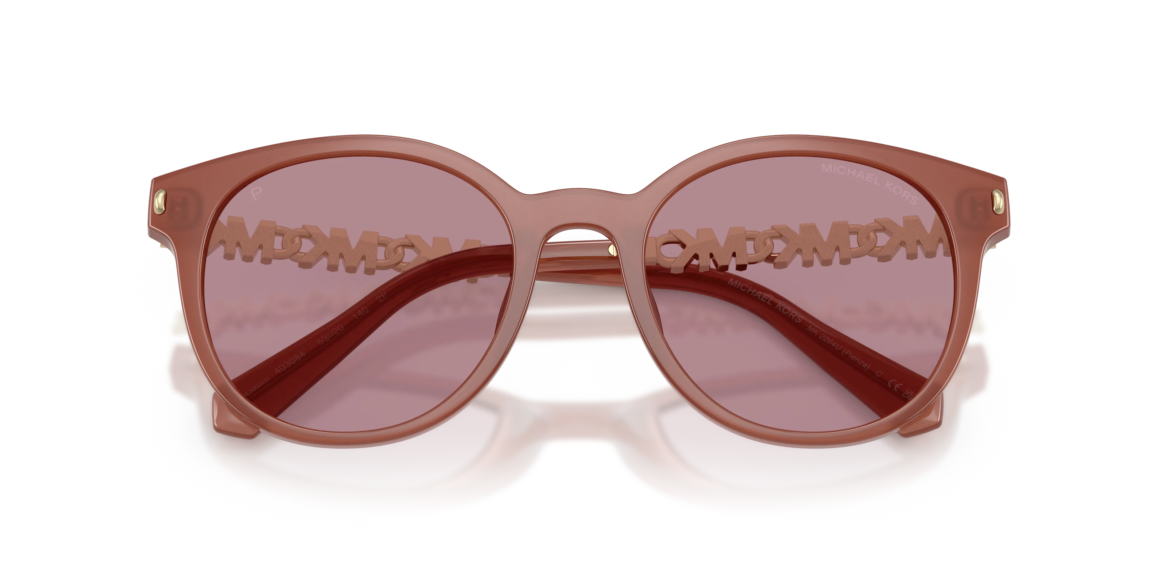 Michael Kors MK2264U PIENZA 403084 Occhiali da sole Iniettato Rosso Rosa Rotonda Polarizzata - immagine 2