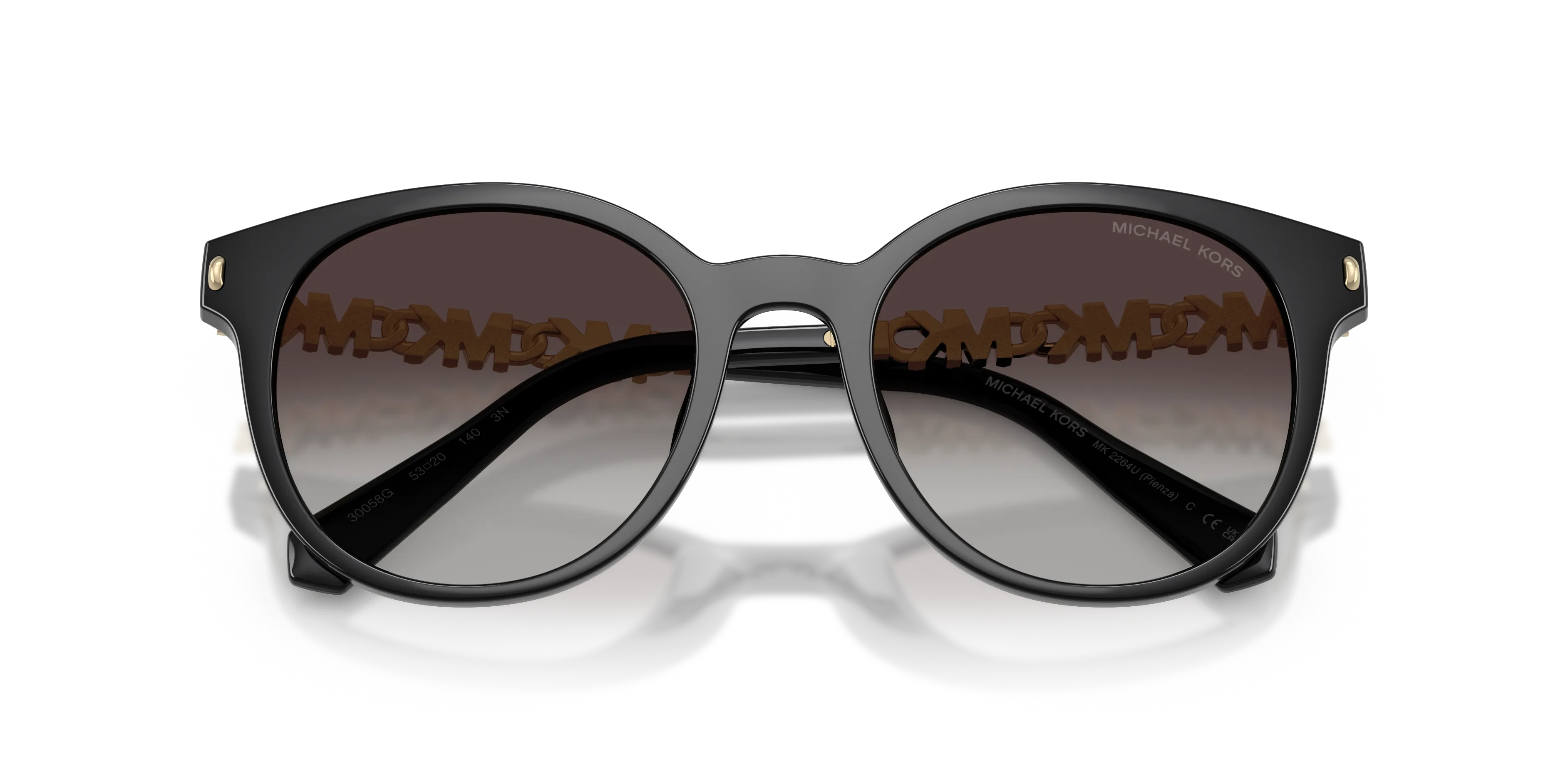 Michael Kors MK2264U PIENZA 30058G Occhiali da sole Iniettato Nero Grigio Rotonda Normale Sfumato - immagine 2