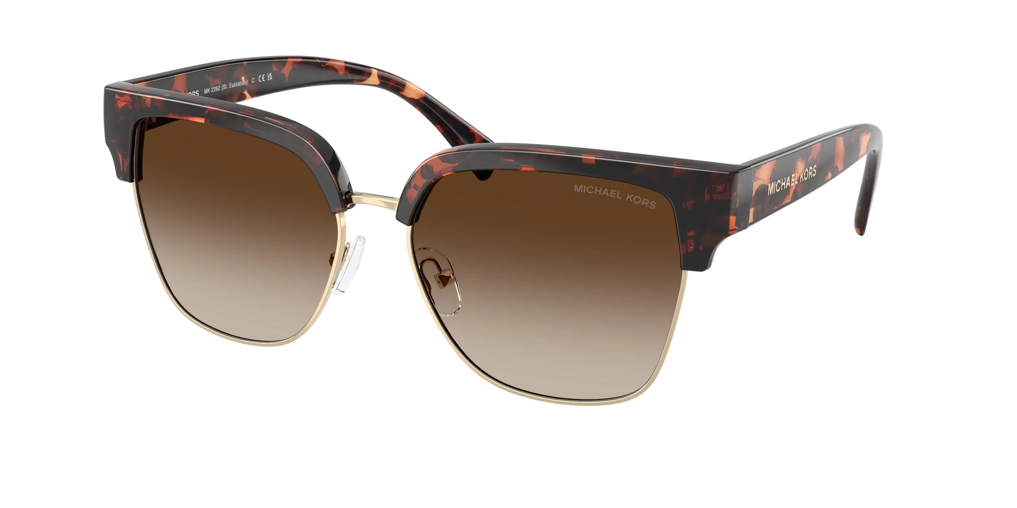 Michael Kors MK2262 ST. EUSTATIUS 300613 Occhiali da sole Iniettato Tartaruga Squadrata Normale Sfumato - immagine 1