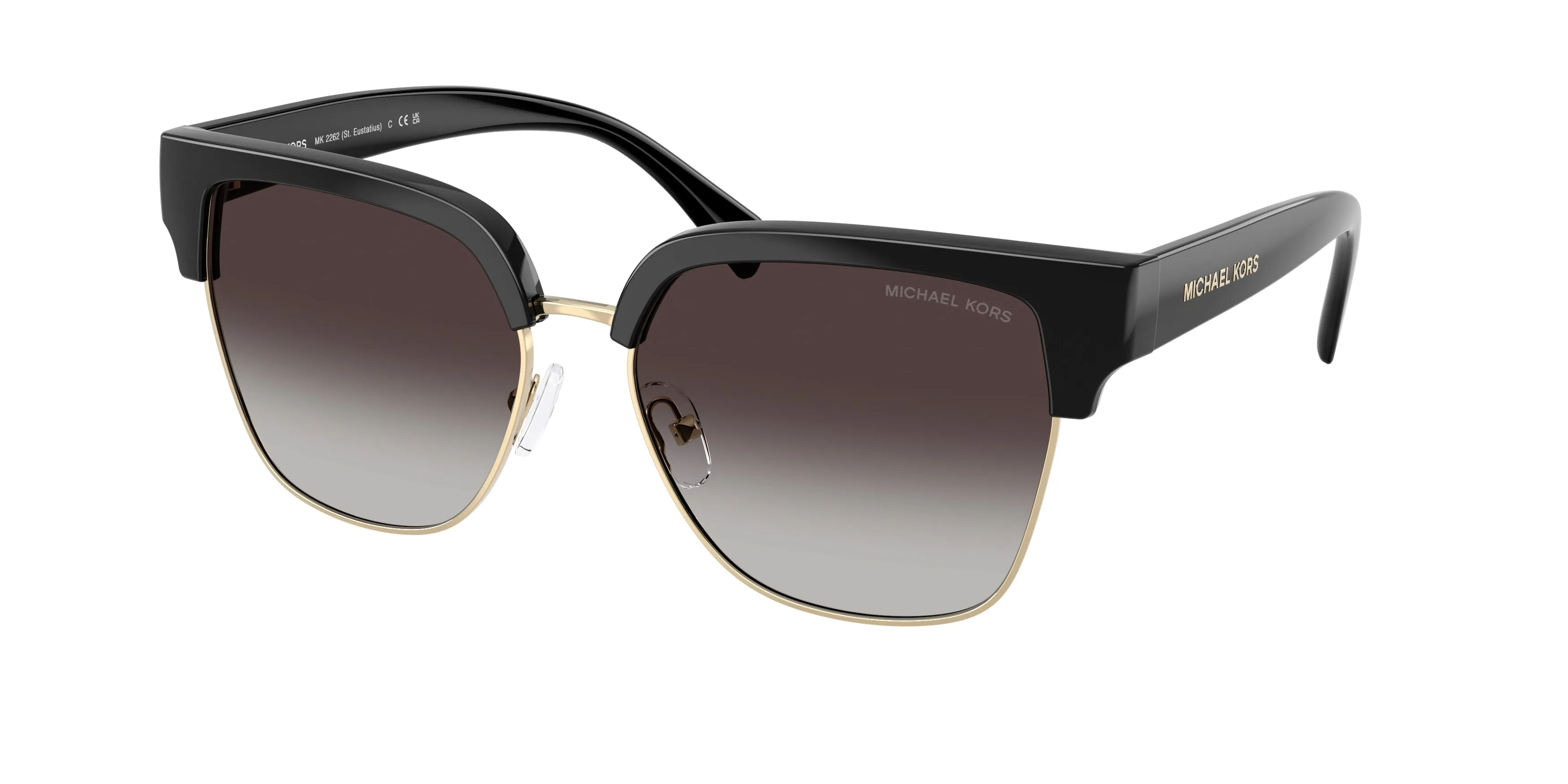 Michael Kors MK2262 ST. EUSTATIUS 30058G Occhiali da sole Iniettato Nero Grigio Squadrata Normale Sfumato - immagine 1
