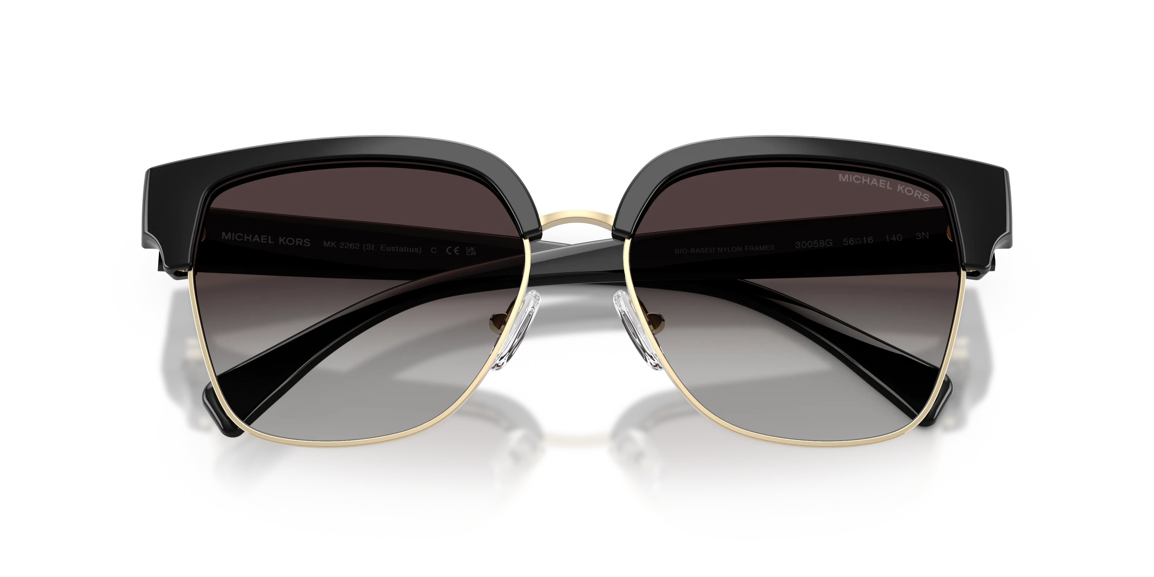 Michael Kors MK2262 ST. EUSTATIUS 30058G Occhiali da sole Iniettato Nero Grigio Squadrata Normale Sfumato - immagine 2