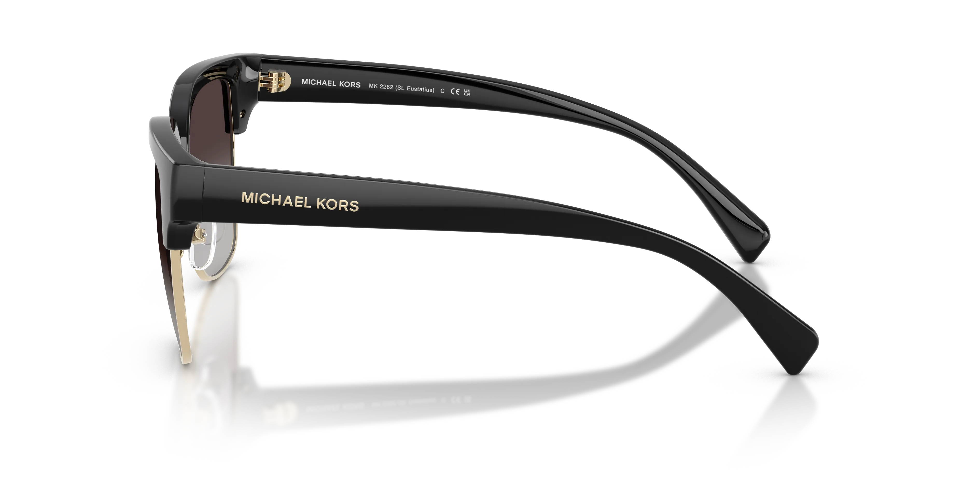 Michael Kors MK2262 ST. EUSTATIUS 30058G Occhiali da sole Iniettato Nero Grigio Squadrata Normale Sfumato - immagine 4