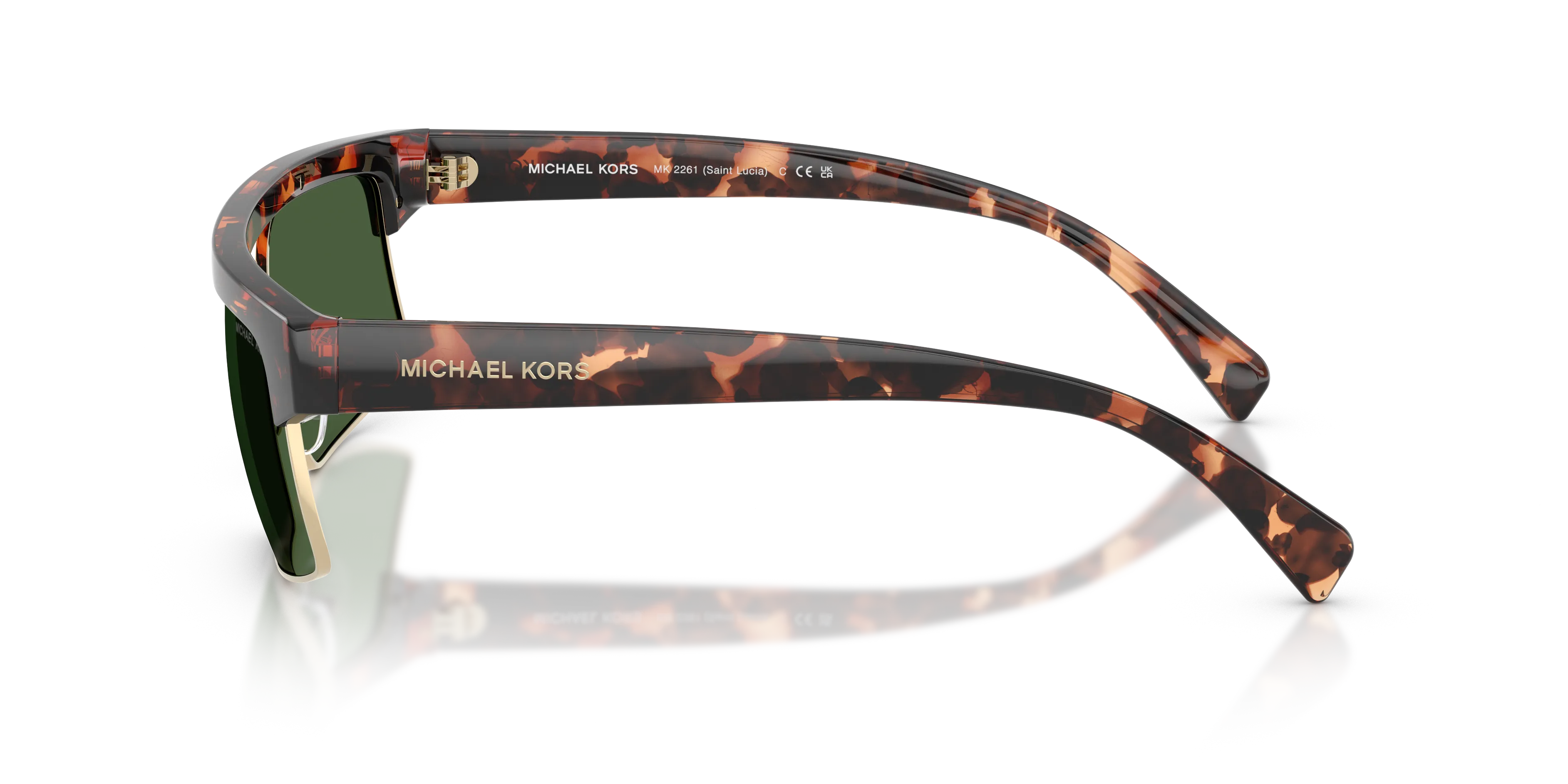 Michael Kors MK2261 SAINT LUCIA 300671 Occhiali da sole Iniettato Tartaruga Verde Squadrata Normale - immagine 4