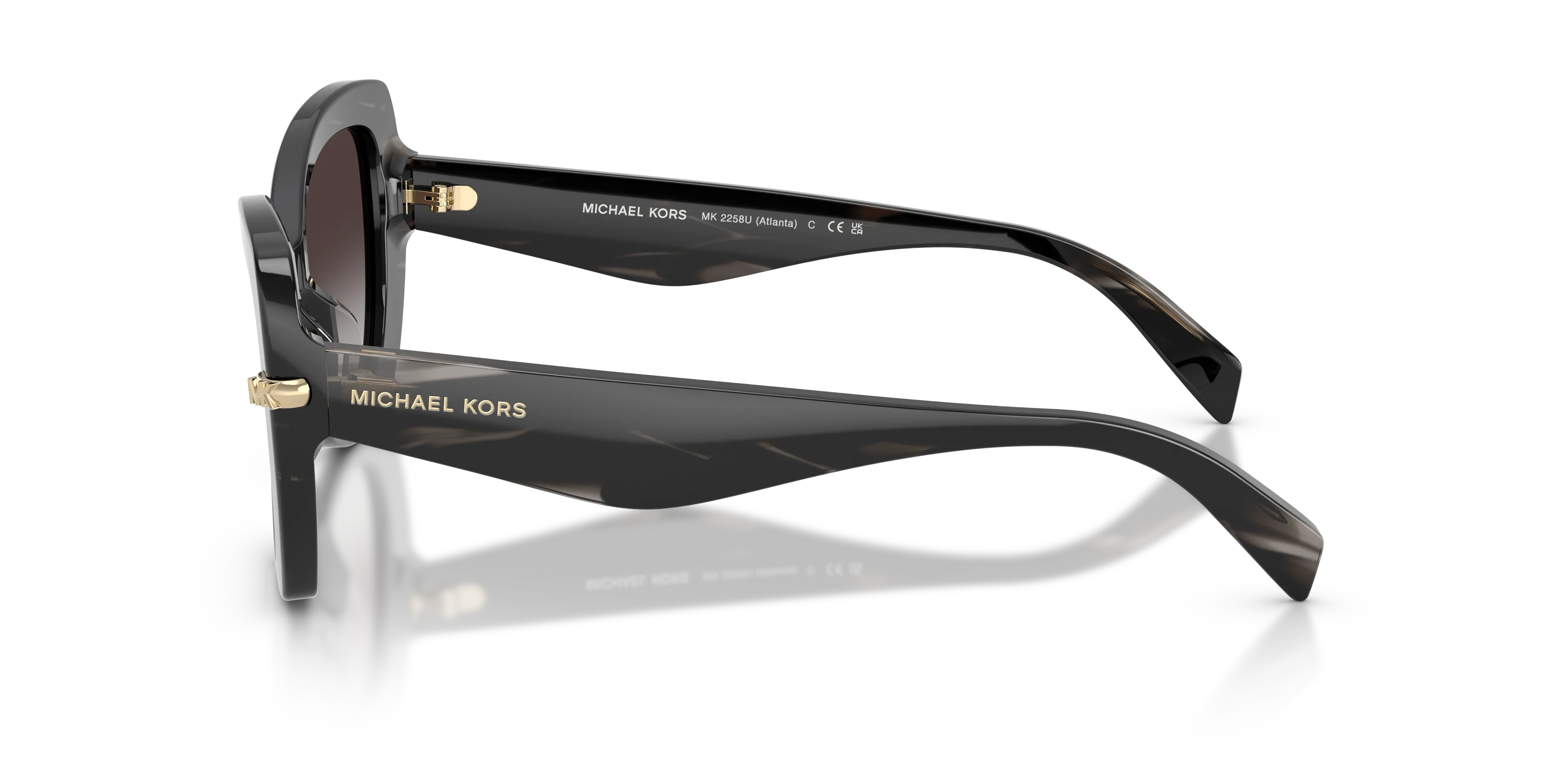 Michael Kors MK2258U ATLANTA 40348G Occhiali da sole Acetato Nero Grigio Farfalla Normale Sfumato - immagine 4