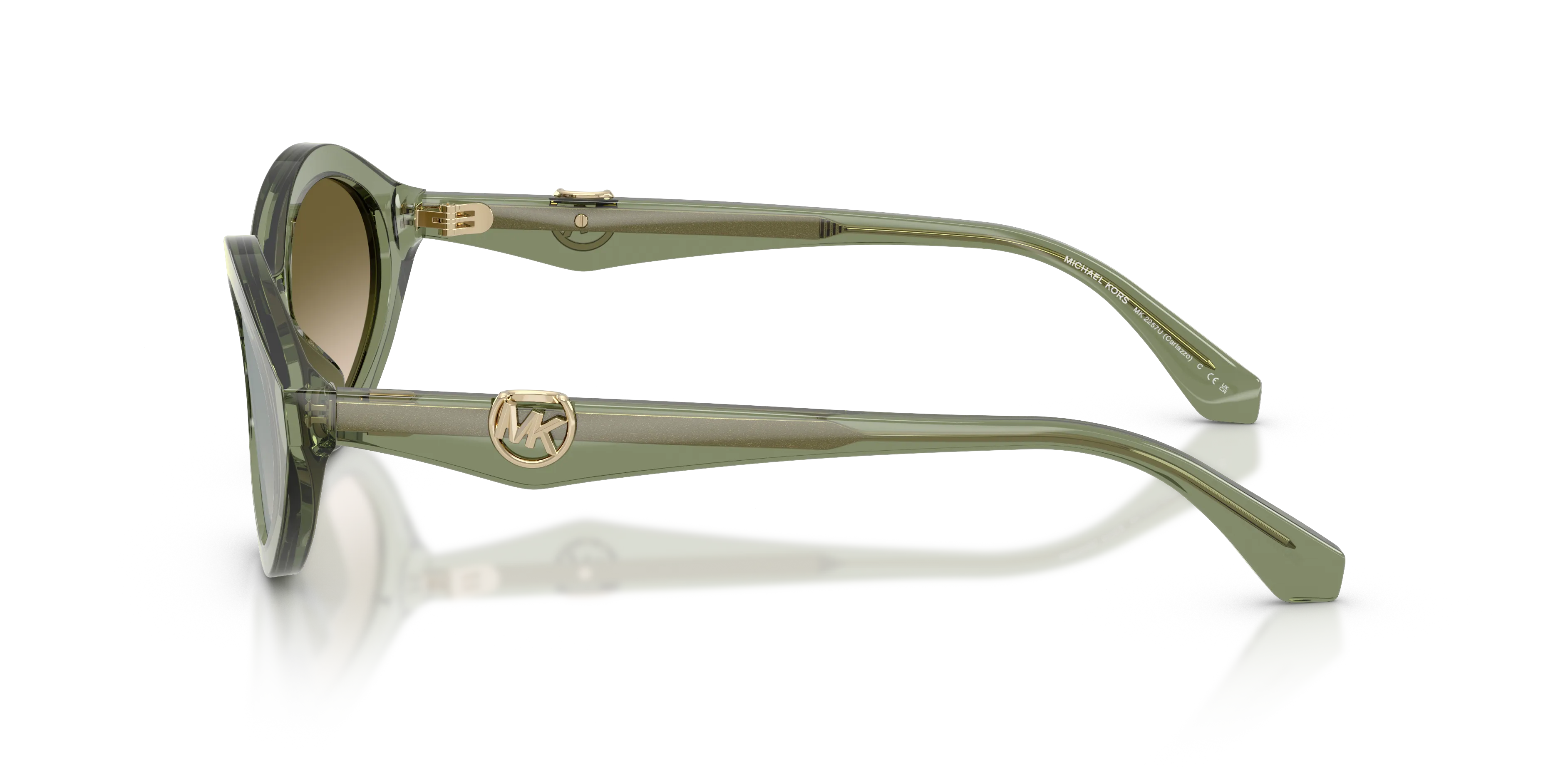 Michael Kors MK2257U CARLAZZO 3961W0 Occhiali da sole Acetato Verde Verde Rotonda Normale Specchiato - immagine 4