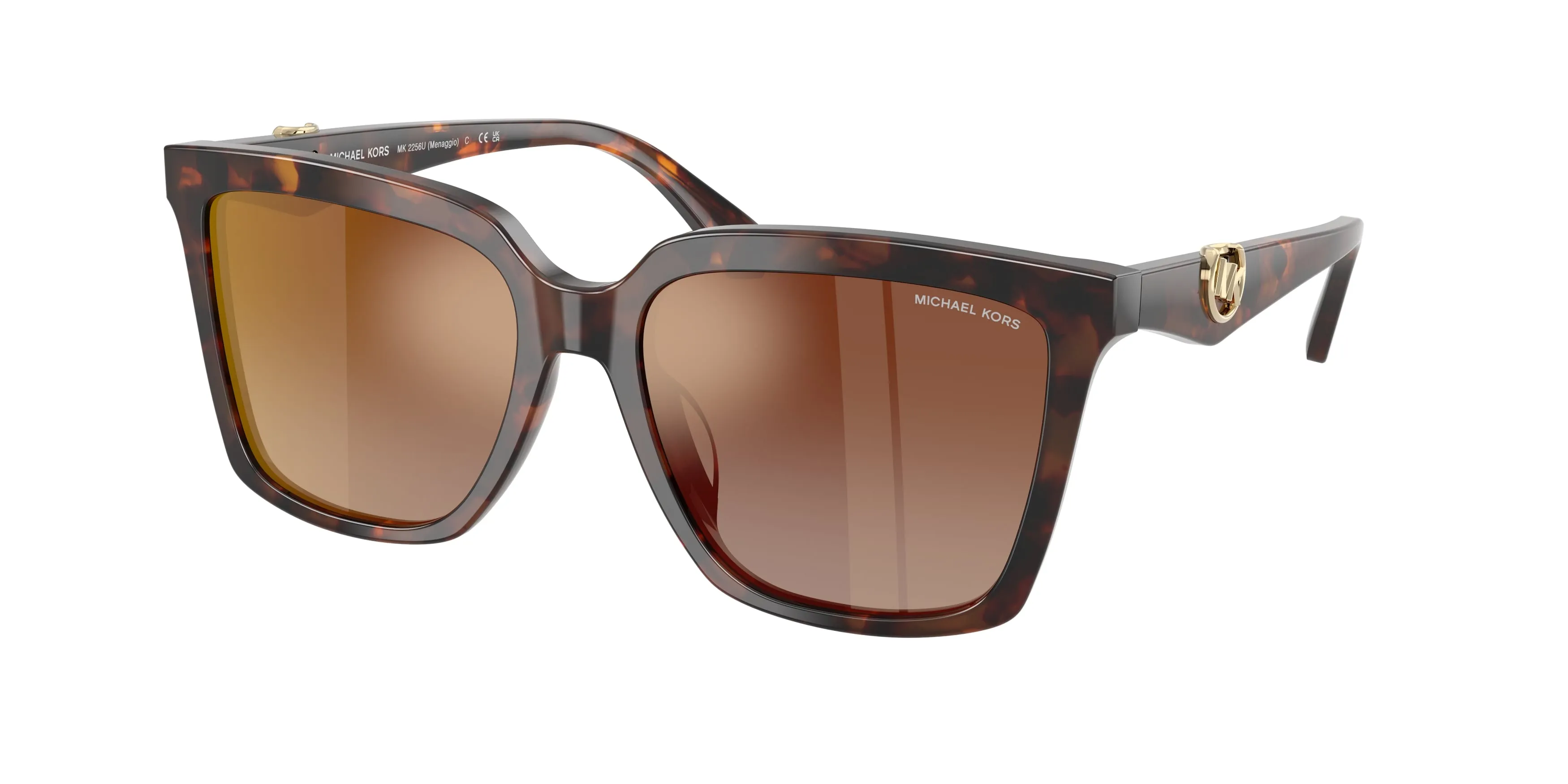 Michael Kors MK2256U MENAGGIO 4031AO Occhiali da sole Acetato Tartaruga Marrone Squadrata Normale Sfumato - immagine 1