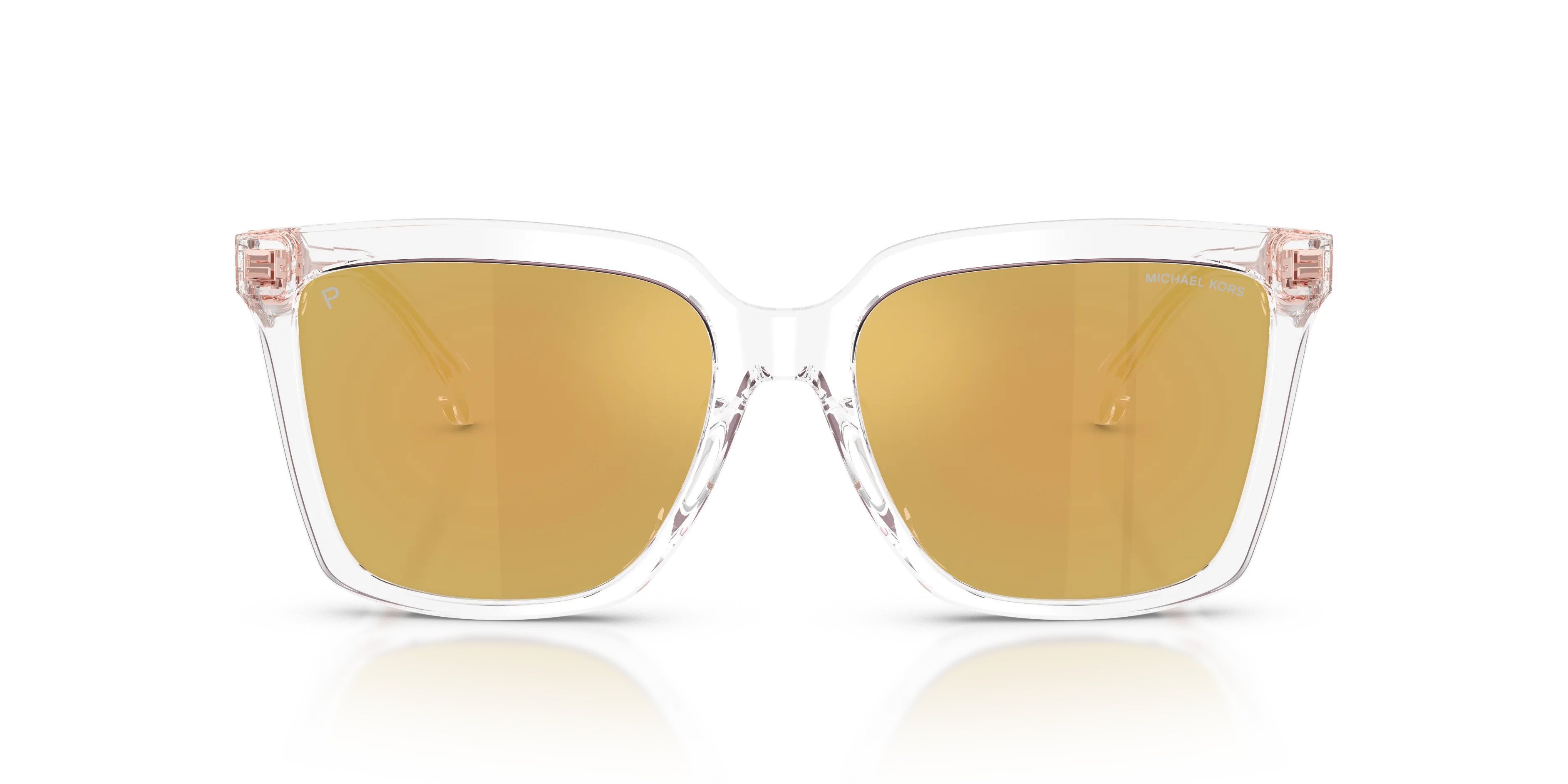 Michael Kors MK2256U MENAGGIO 3015N0 Occhiali da sole Acetato Trasparente Oro Squadrata Polarizzata Specchiato - immagine 3