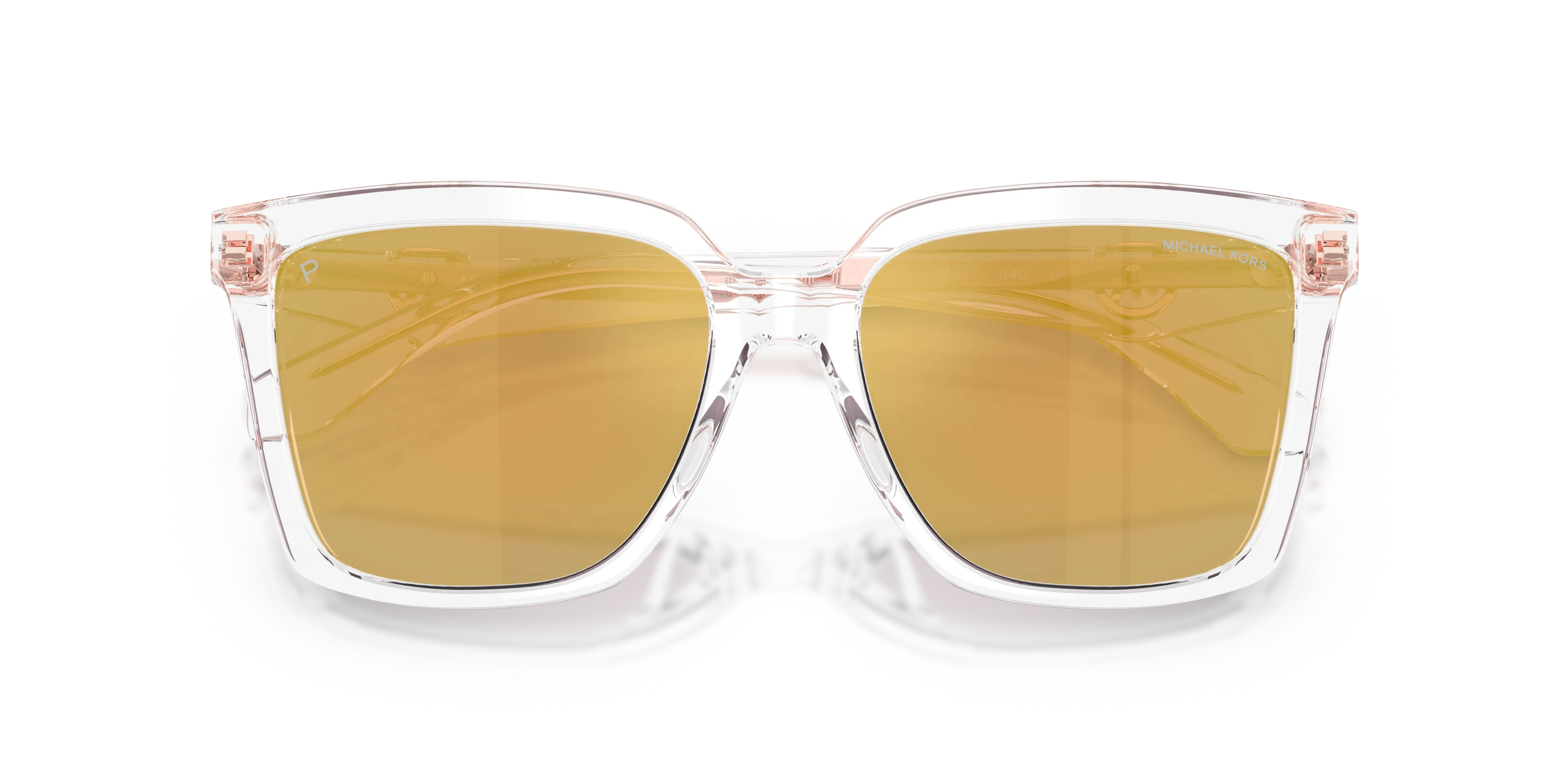 Michael Kors MK2256U MENAGGIO 3015N0 Occhiali da sole Acetato Trasparente Oro Squadrata Polarizzata Specchiato - immagine 2
