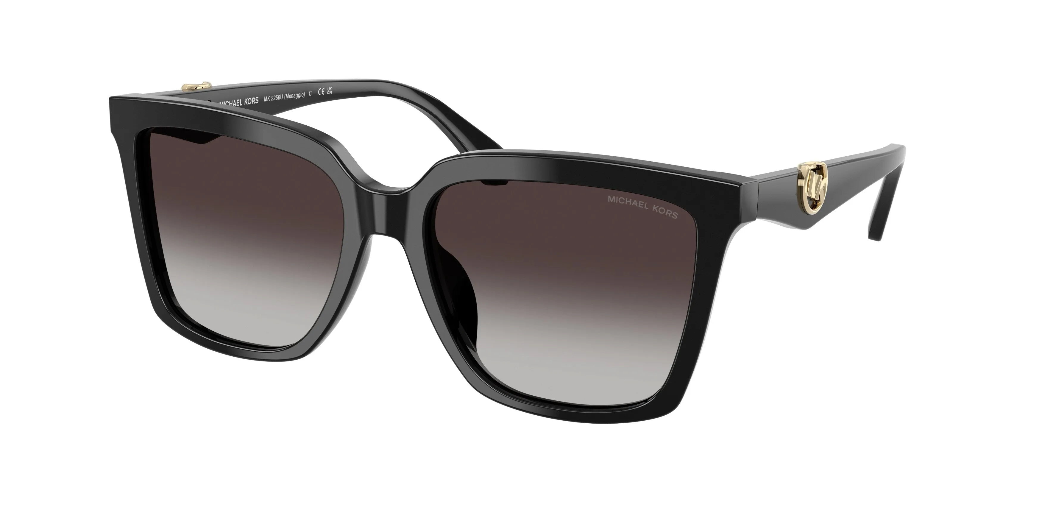 Michael Kors MK2256U MENAGGIO 30058G Occhiali da sole Acetato Nero Grigio Squadrata Normale Sfumato - immagine 1
