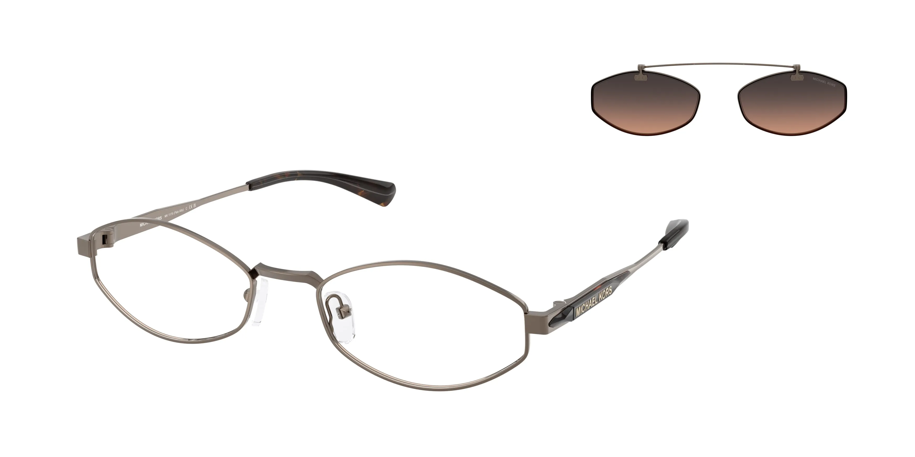 Michael Kors MK1175 PALO ALTO 19070L Occhiali da sole Metallo Grigio Marrone Rotonda Normale Sfumato - immagine 1