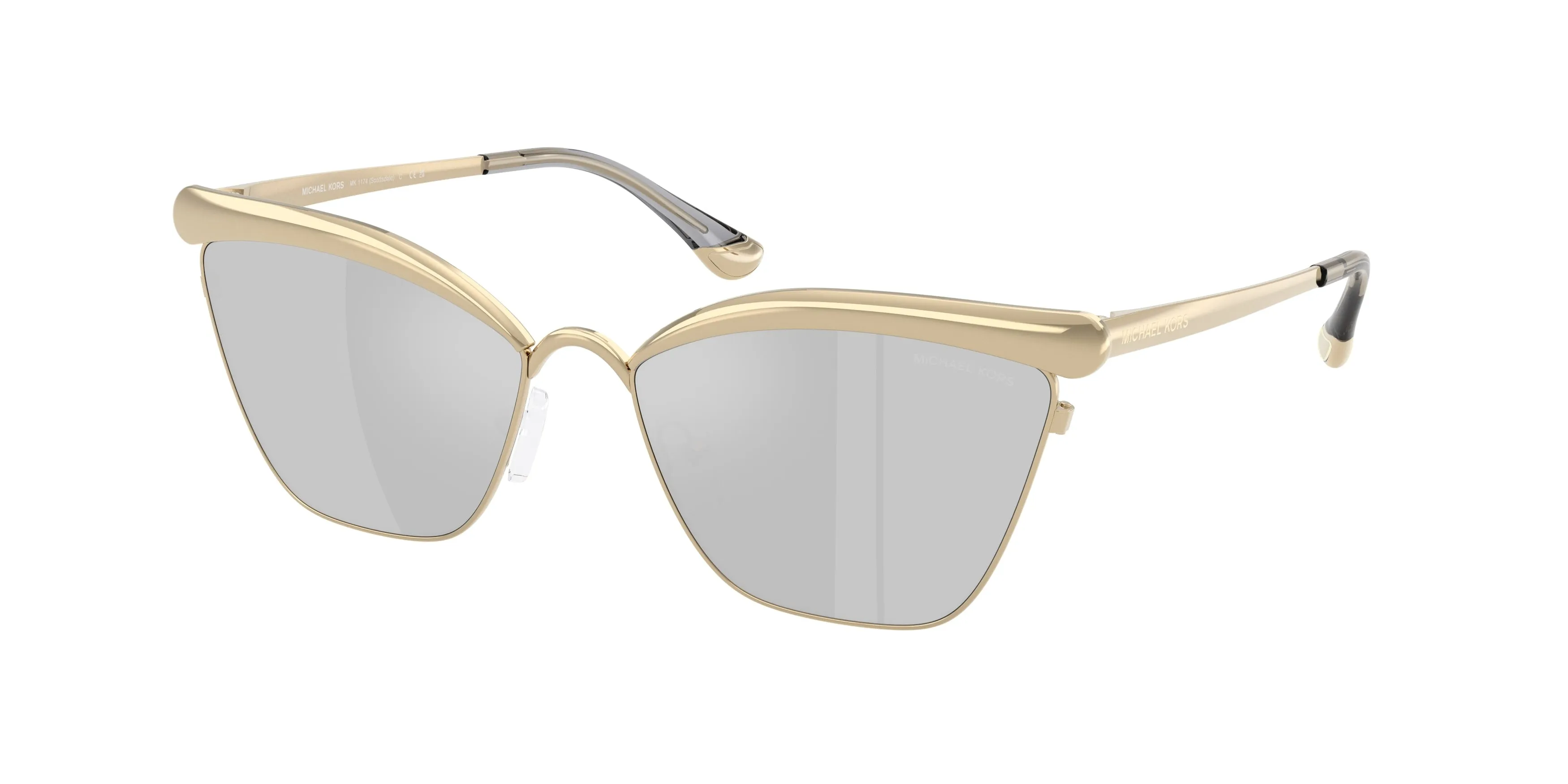 Michael Kors MK1174 SCOTTSDALE 1014Z6 Occhiali da sole Metallo Oro Argento Cat Eye Specchiate - immagine 1