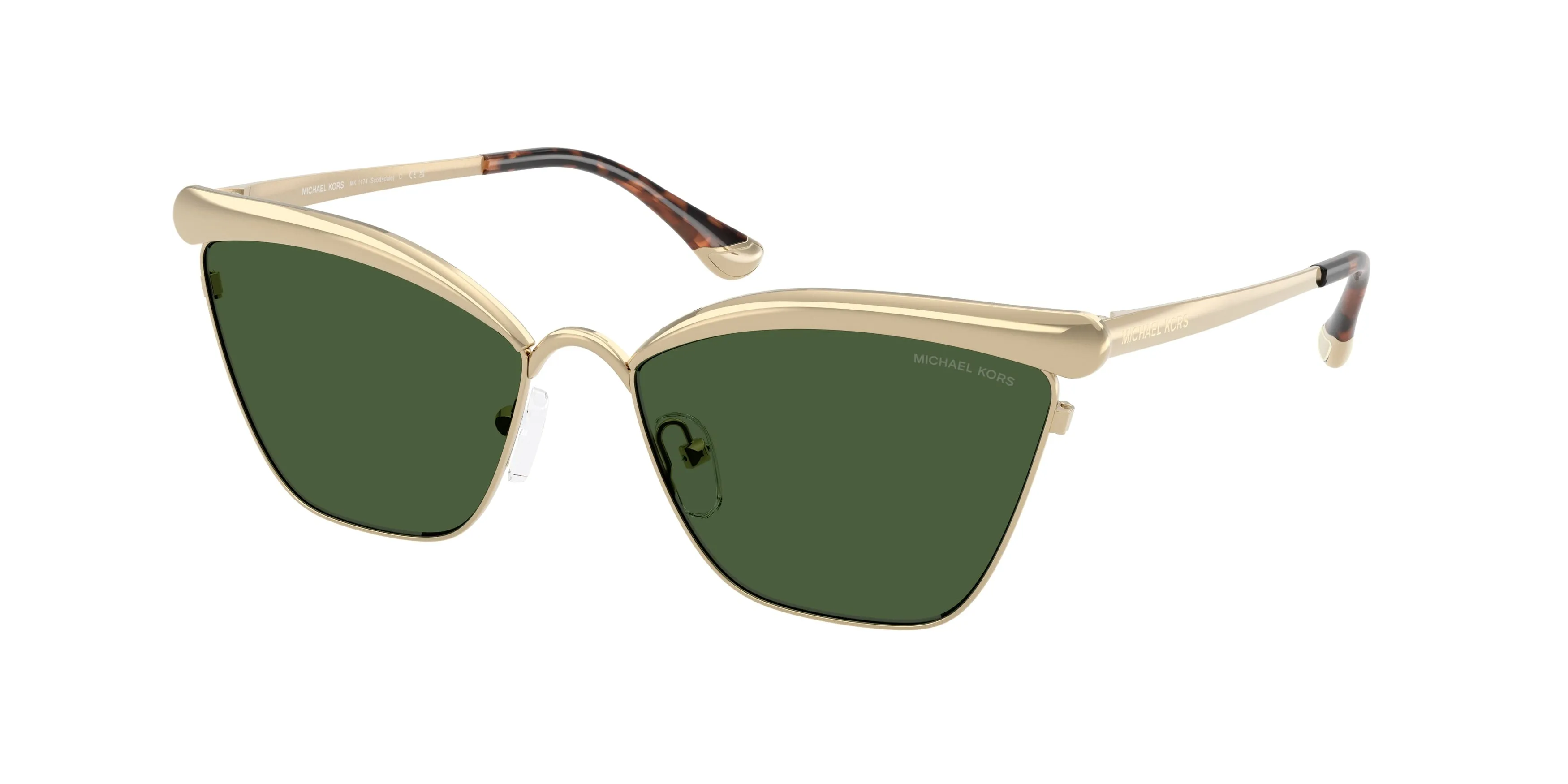 Michael Kors MK1174 SCOTTSDALE 101471 Occhiali da sole Metallo Oro Verde Cat Eye Normale - immagine 1