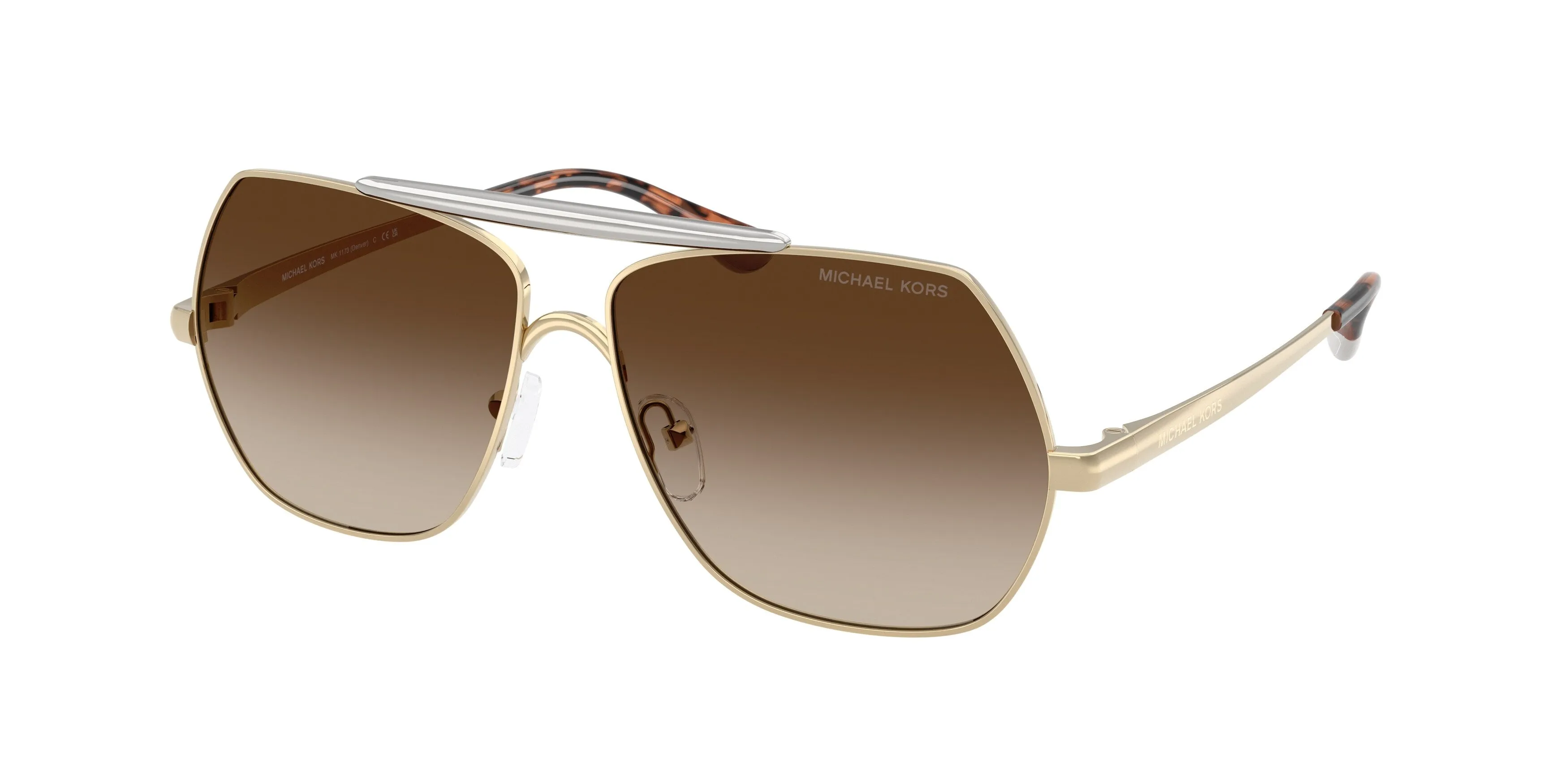 Michael Kors MK1173 DENVER 101413 Occhiali da sole Metallo Oro Pilot Normale Sfumato - immagine 1