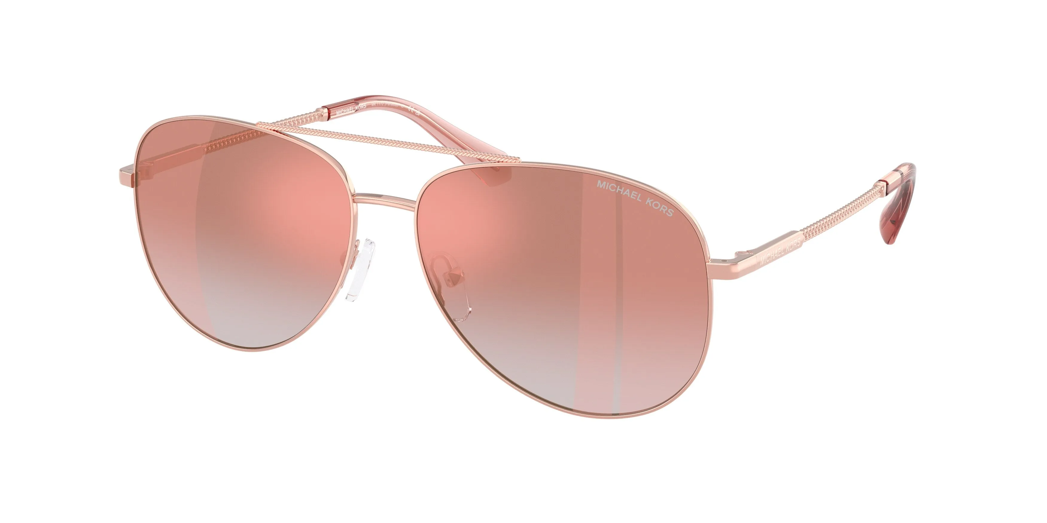 Michael Kors MK1172 PERLEDO 11086F Occhiali da sole Metallo Oro Rosa Pilot Normale Sfumato - immagine 1