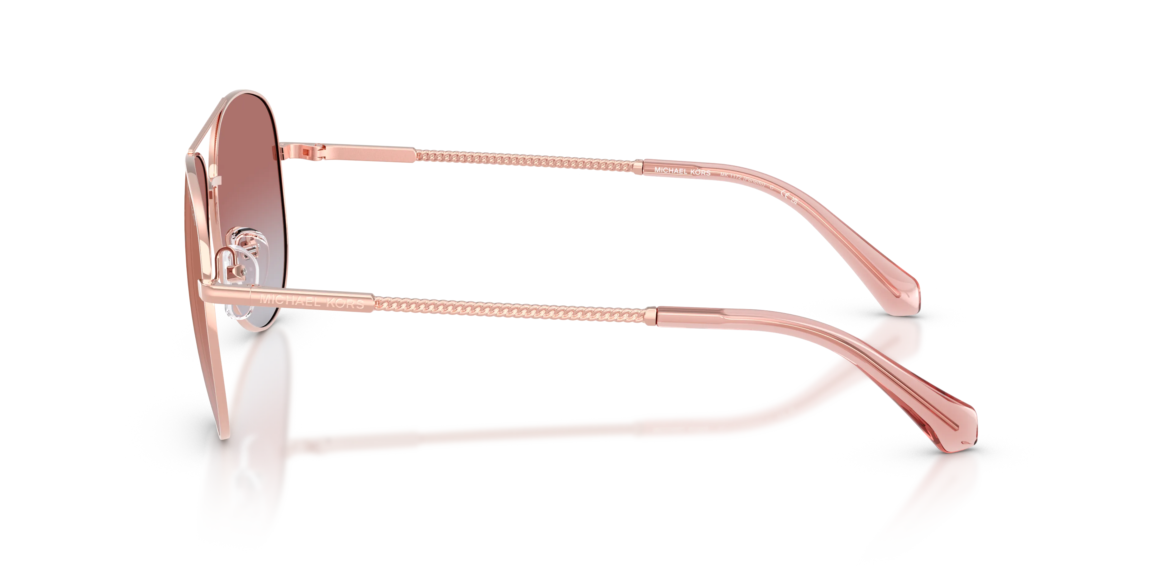 Michael Kors MK1172 PERLEDO 11086F Occhiali da sole Metallo Oro Rosa Pilot Normale Sfumato - immagine 4