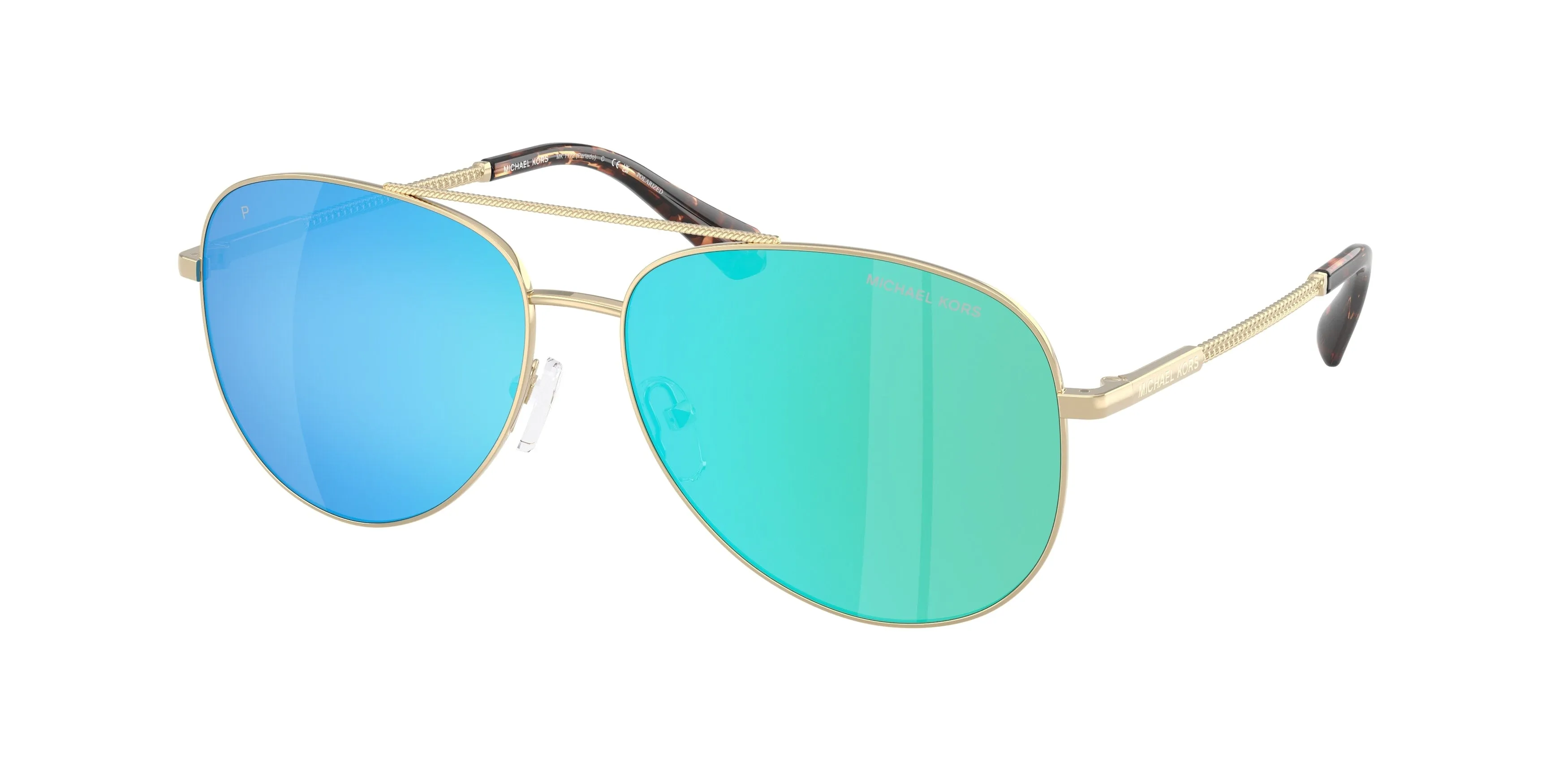 Michael Kors MK1172 PERLEDO 101425 Occhiali da sole Metallo Oro Blu Pilot Polarizzata - immagine 1