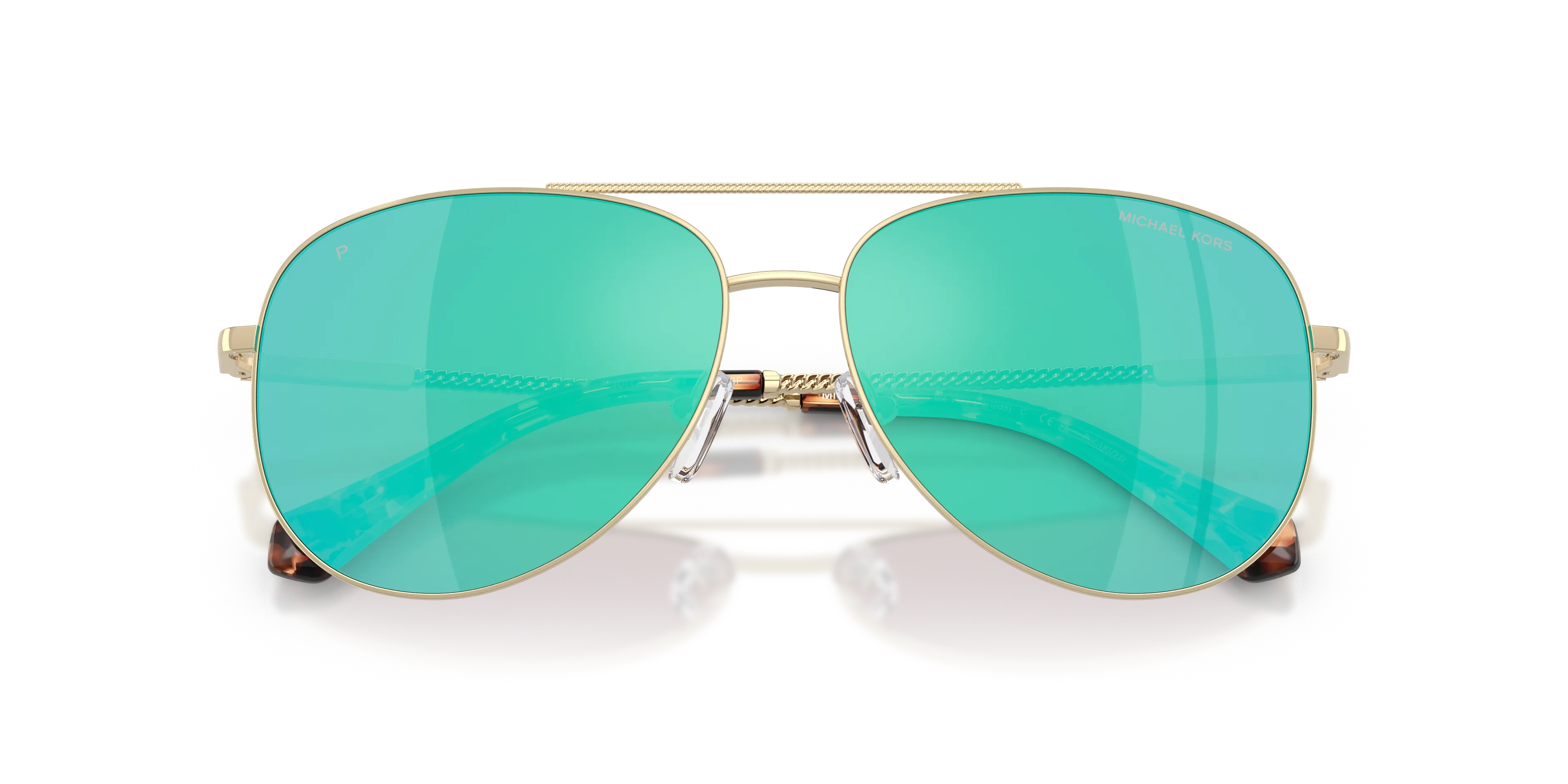 Michael Kors MK1172 PERLEDO 101425 Occhiali da sole Metallo Oro Blu Pilot Polarizzata - immagine 2