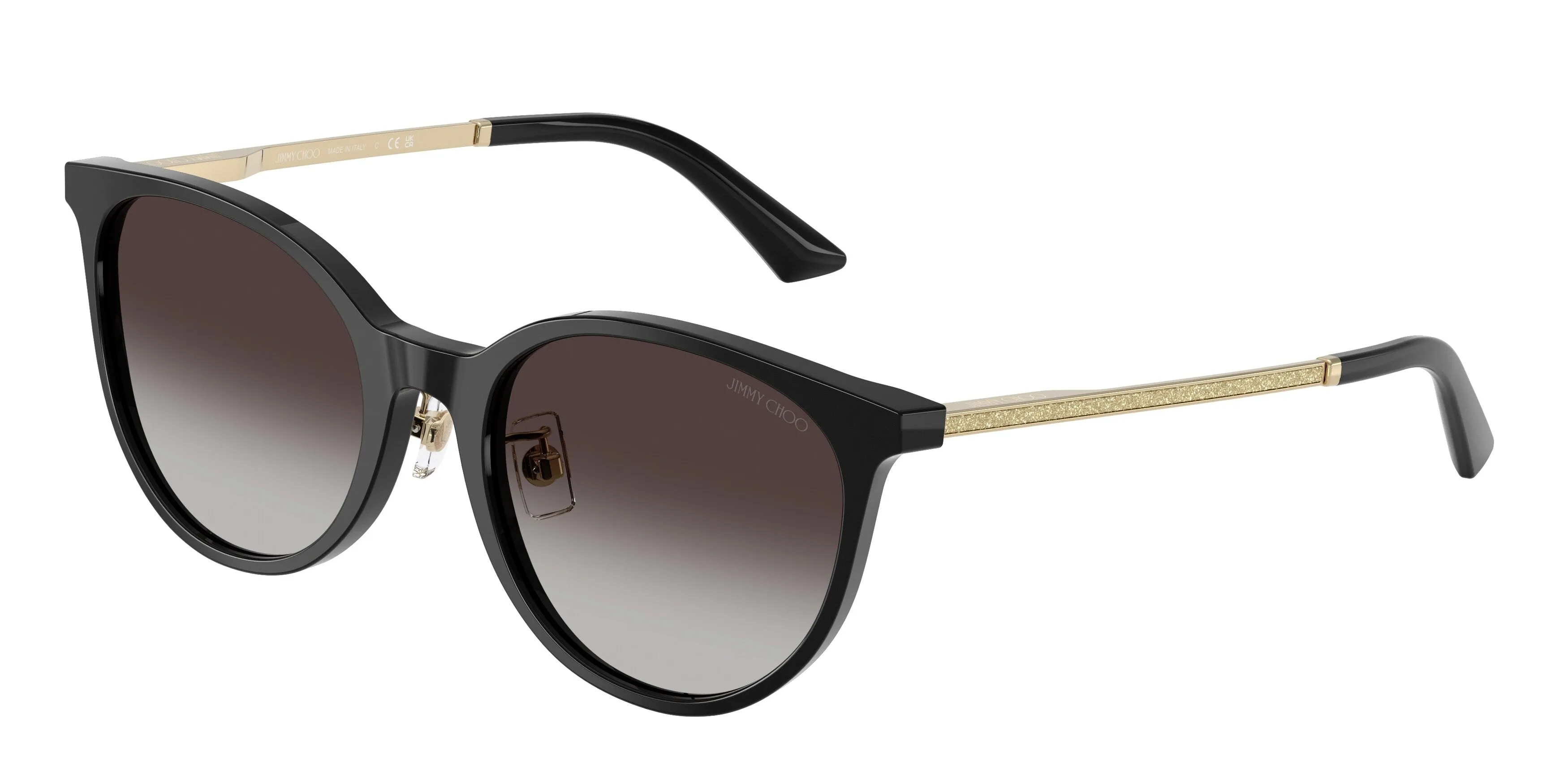 Jimmy Choo JC5056JD 50178G Occhiali da sole Acetato Nero Pantos Normale Sfumato - immagine 1