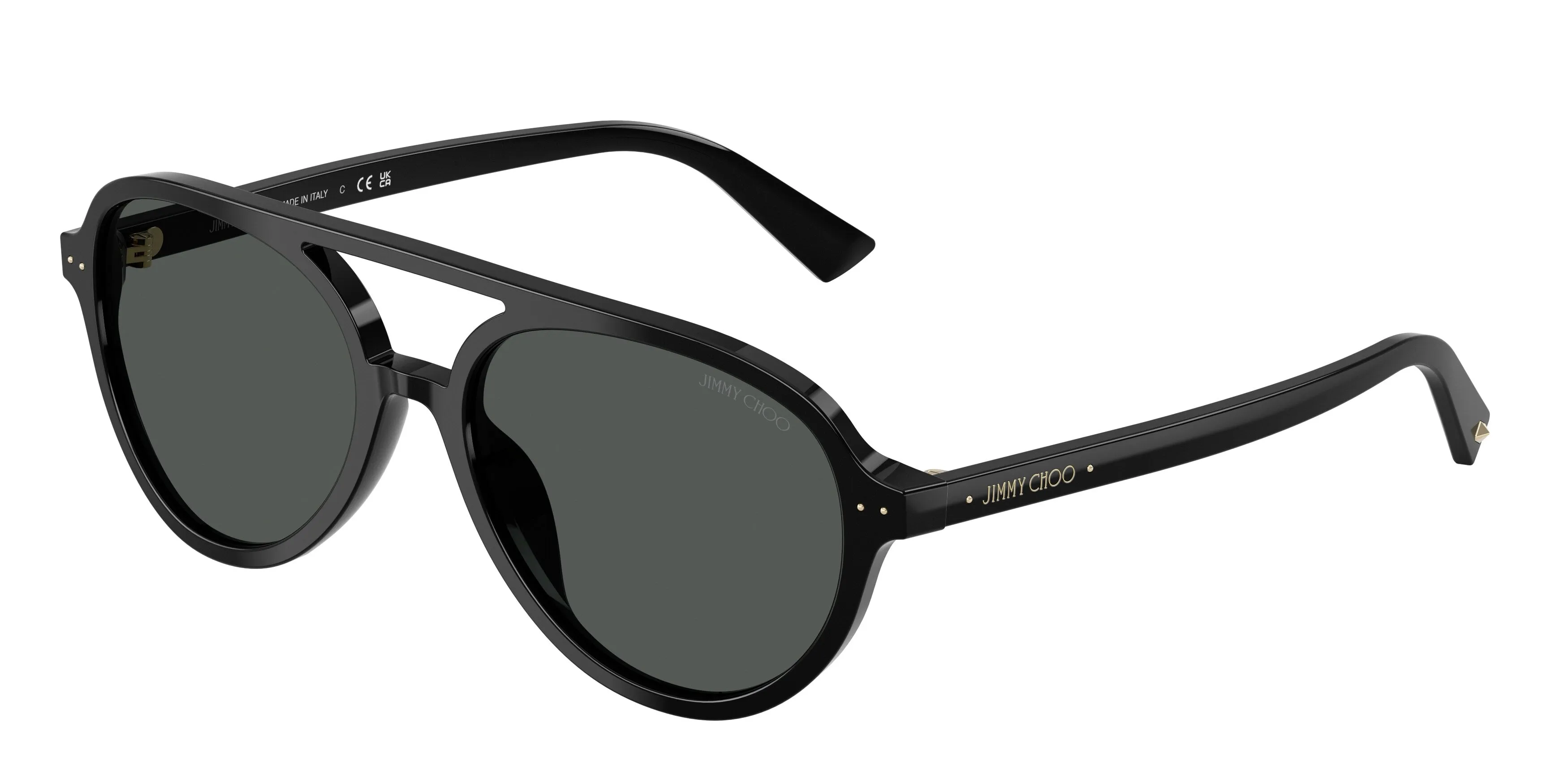 Jimmy Choo JC5055U 500087 Occhiali da sole Acetato Nero Grigio Pilot Normale - immagine 1