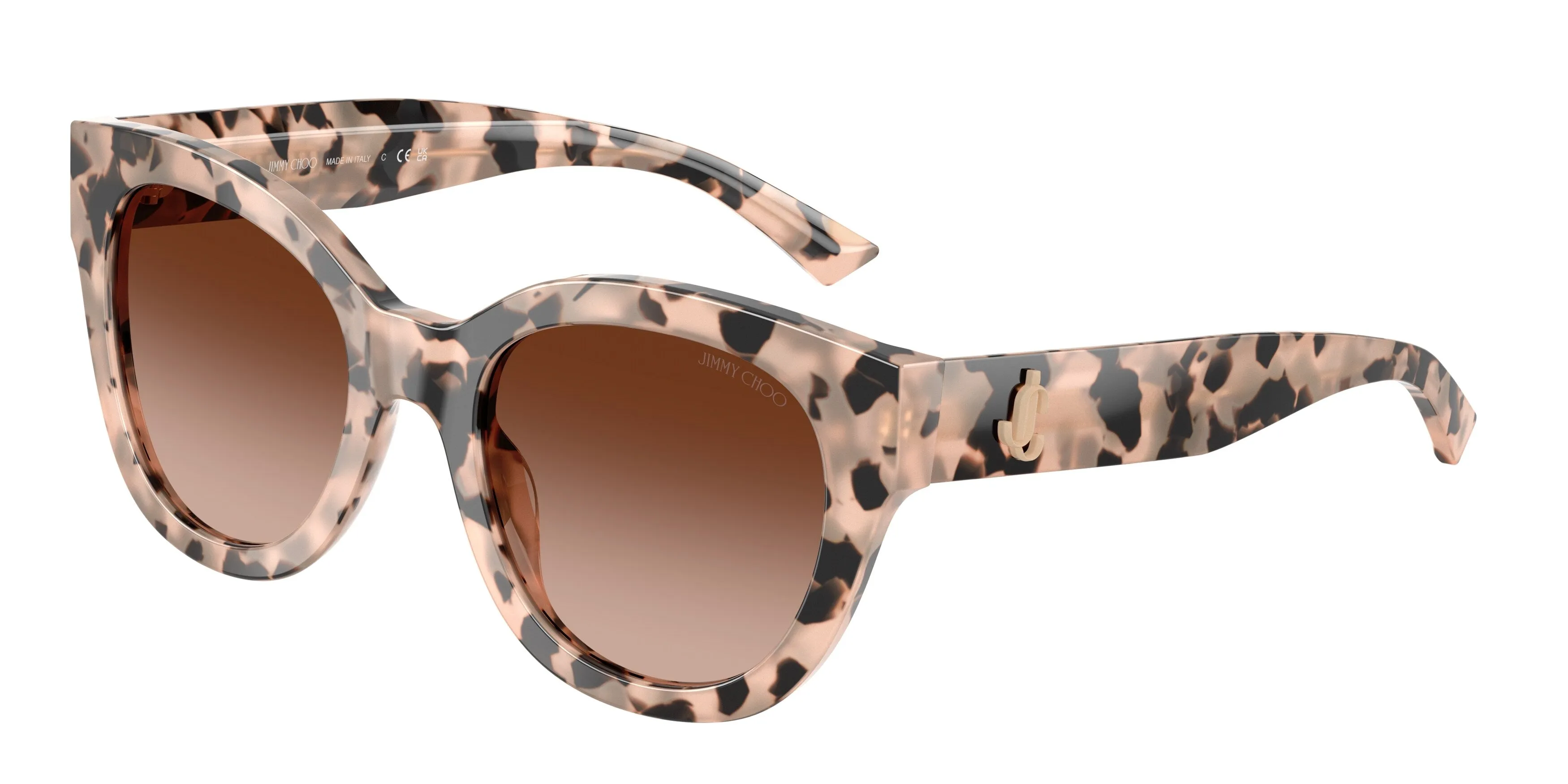 Jimmy Choo JC5053 508013 Occhiali da sole Acetato Tartaruga Marrone Rotonda Normale Sfumato - immagine 1