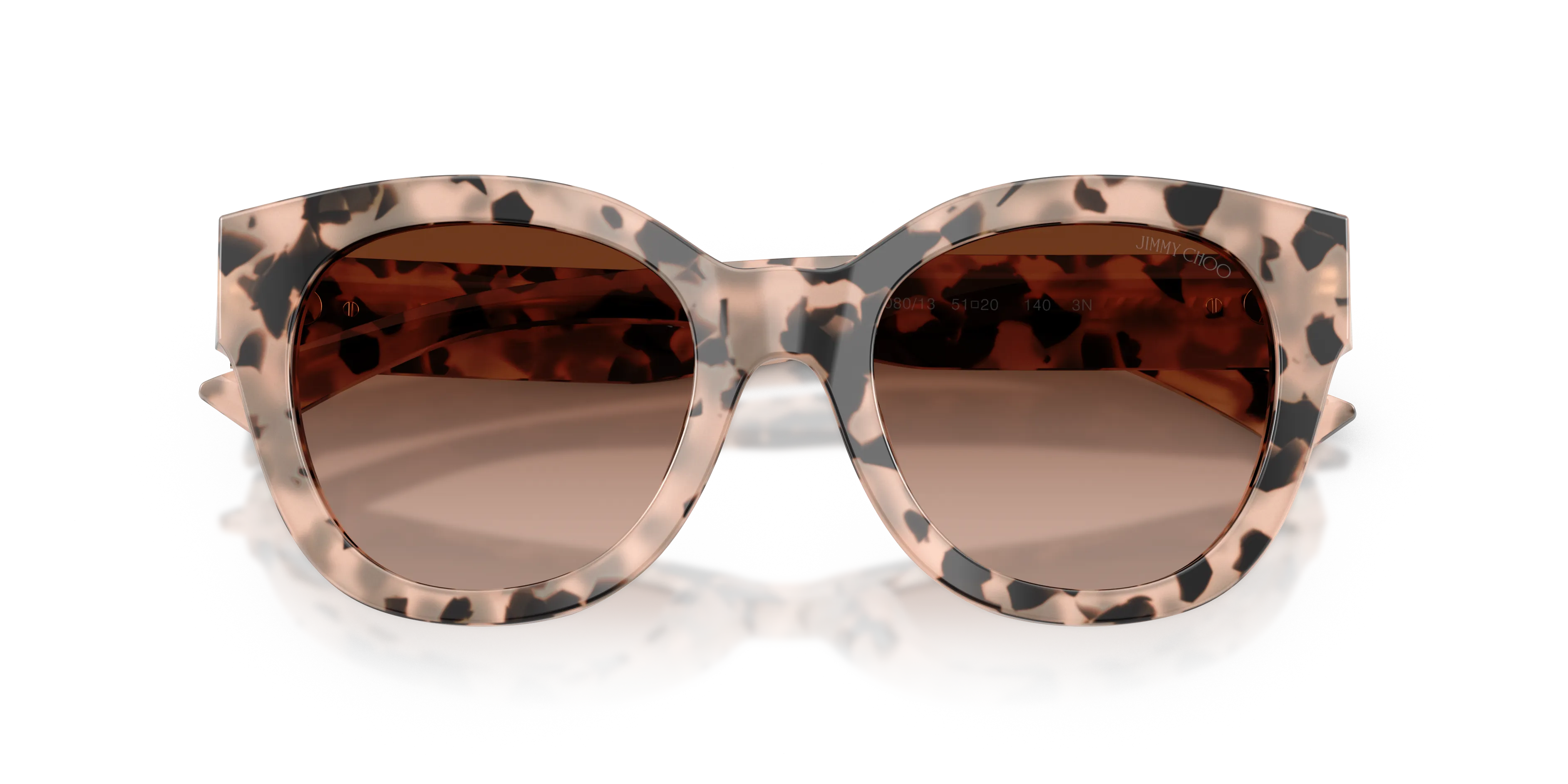 Jimmy Choo JC5053 508013 Occhiali da sole Acetato Tartaruga Marrone Rotonda Normale Sfumato - immagine 2