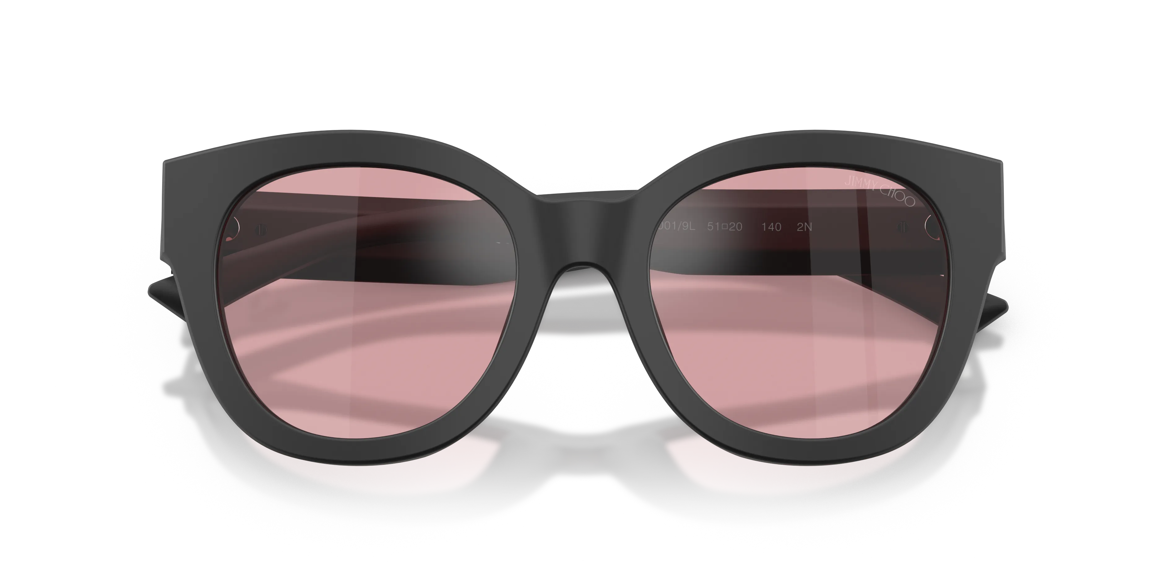 Jimmy Choo JC5053 50019L Occhiali da sole Acetato Nero Viola Rotonda Normale Specchiato - immagine 2