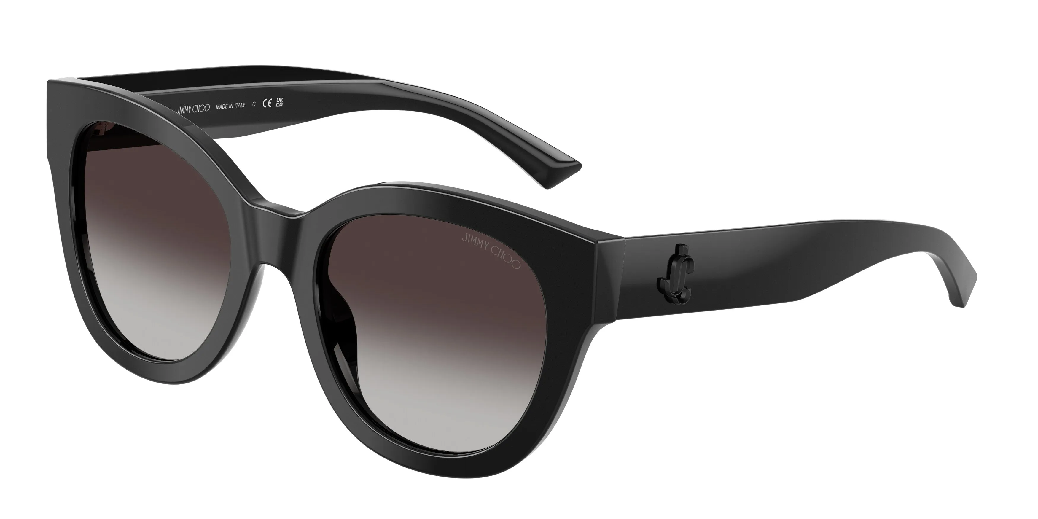 Jimmy Choo JC5053 50008G Occhiali da sole Acetato Nero Rotonda Normale Sfumato - immagine 1