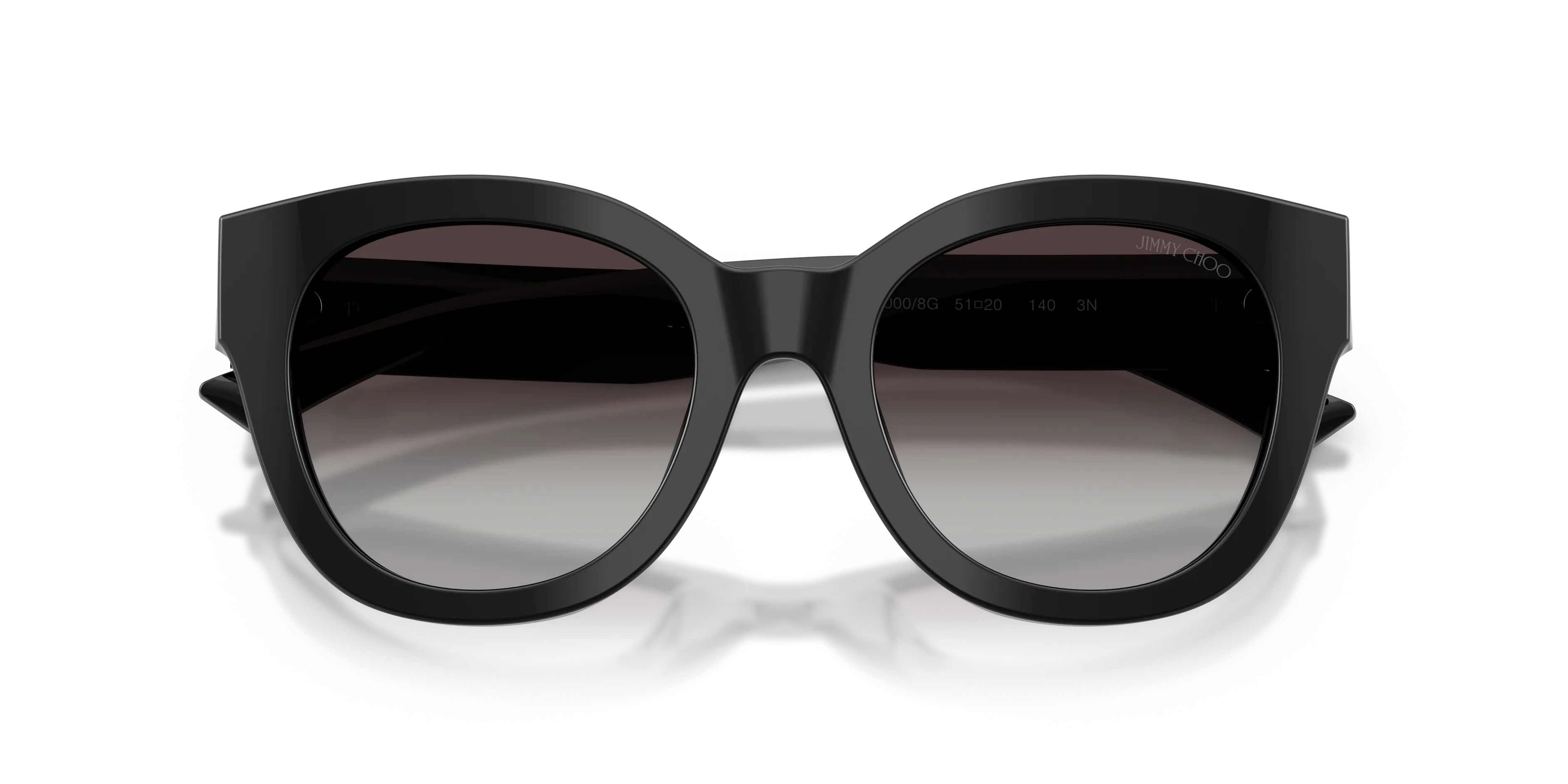 Jimmy Choo JC5053 50008G Occhiali da sole Acetato Nero Rotonda Normale Sfumato - immagine 2