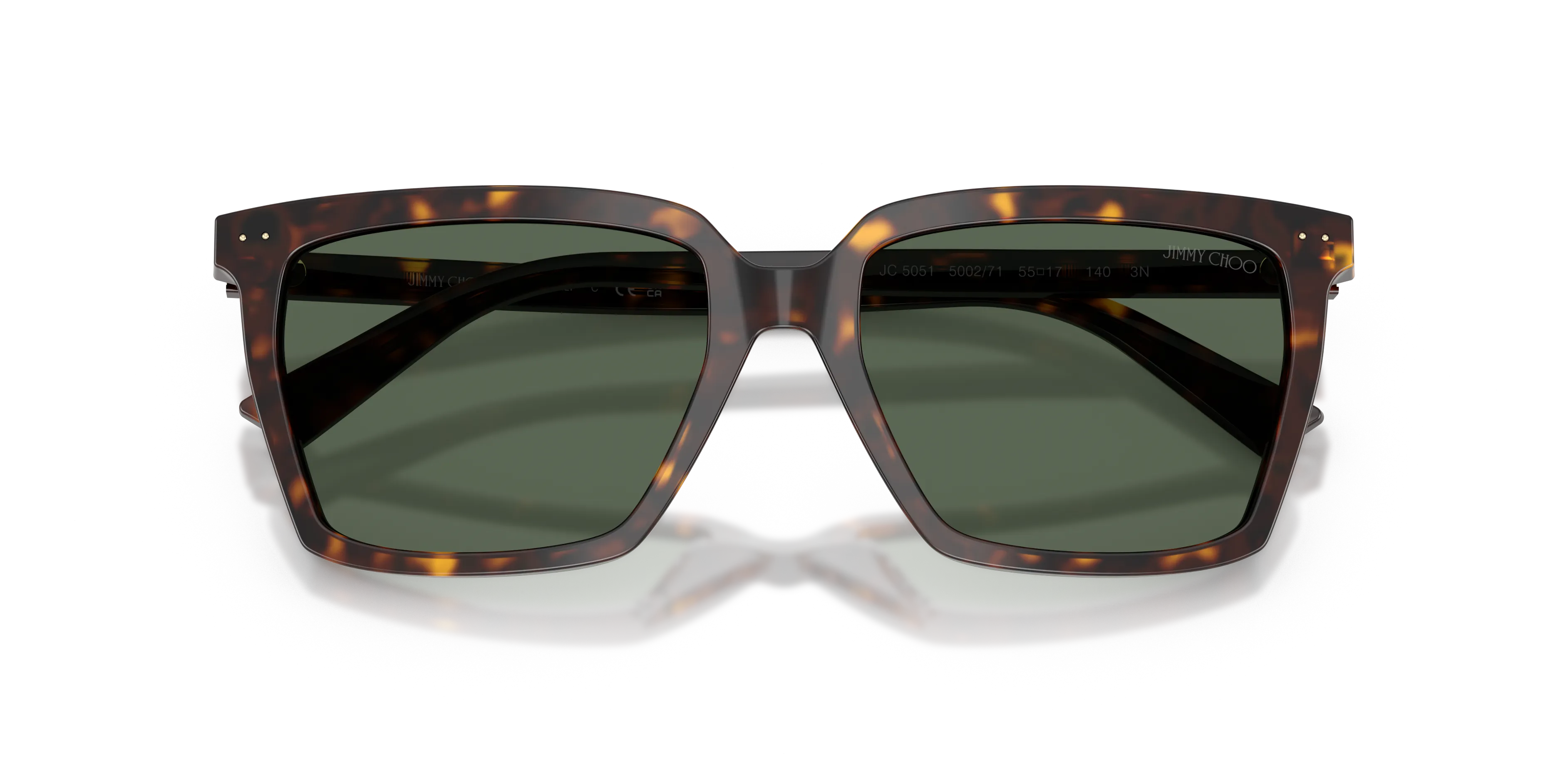 Jimmy Choo JC5051 500271 Occhiali da sole Acetato Tartaruga Verde Squadrata Normale - immagine 2