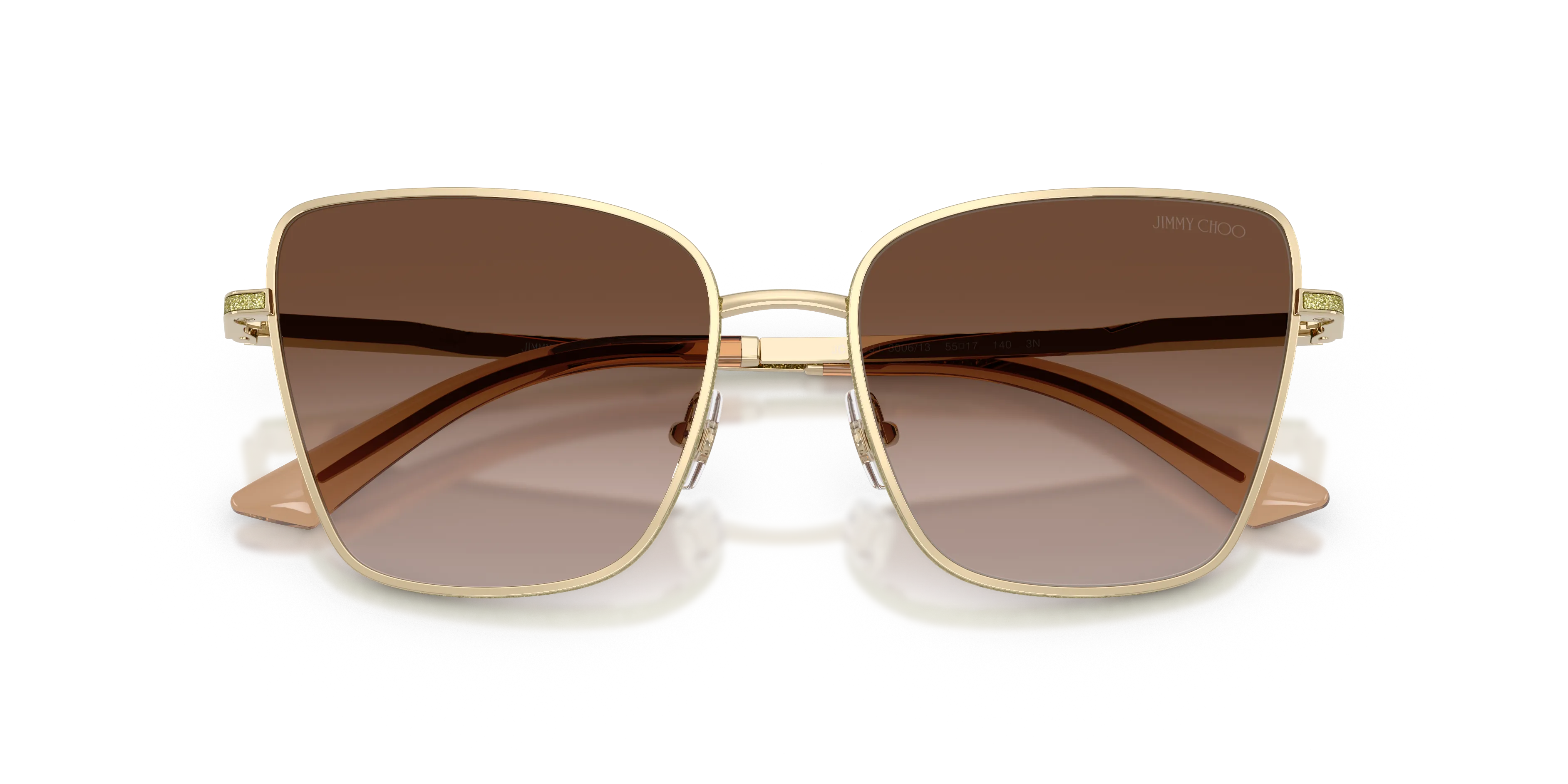 Jimmy Choo JC4023J 300613 Occhiali da sole Metallo Oro Marrone Squadrata Normale Sfumato - immagine 2
