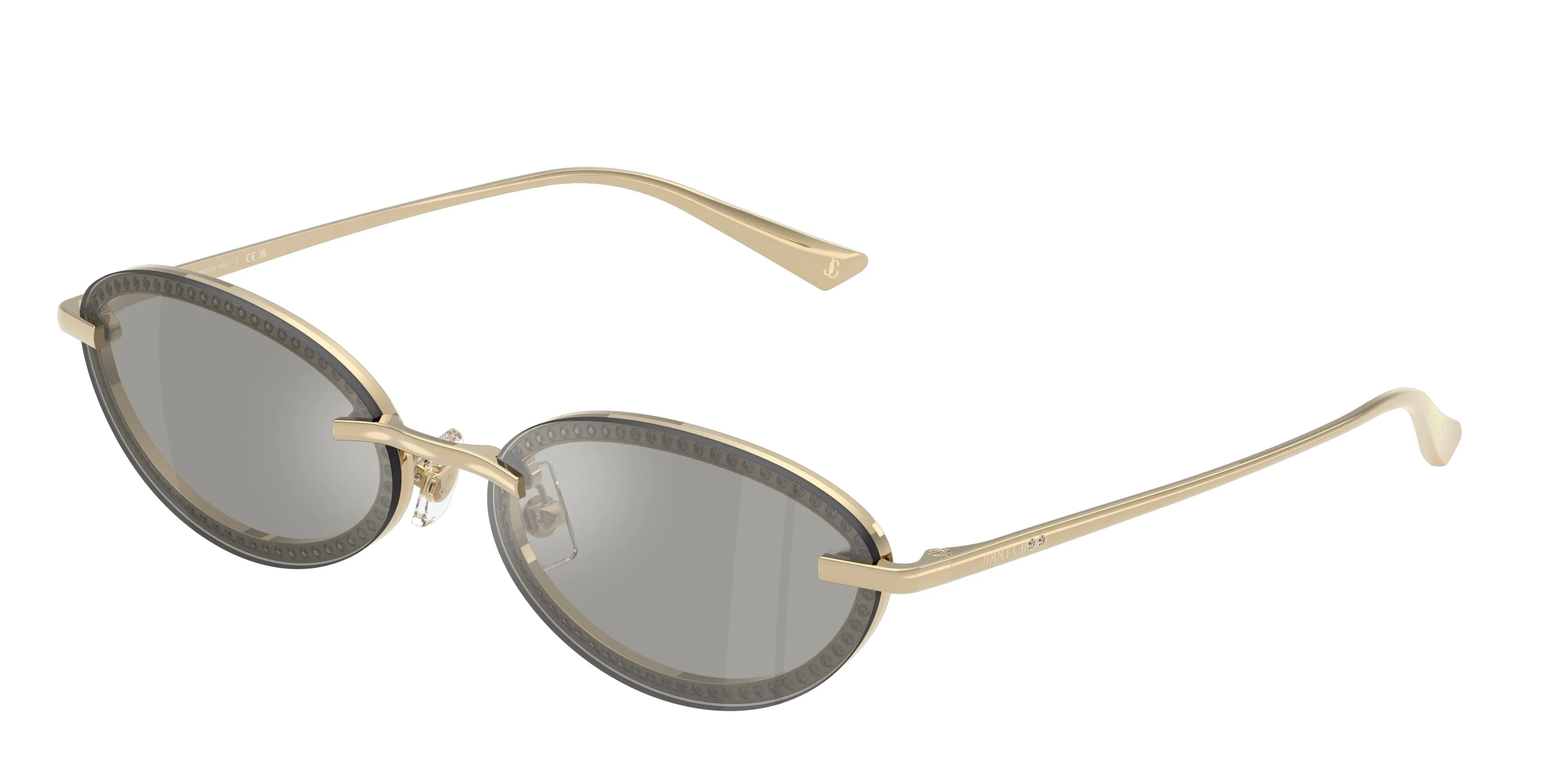 Jimmy Choo JC4020B 30066G Occhiali da sole Metallo Oro Grigio Rotonda Specchiate - immagine 1