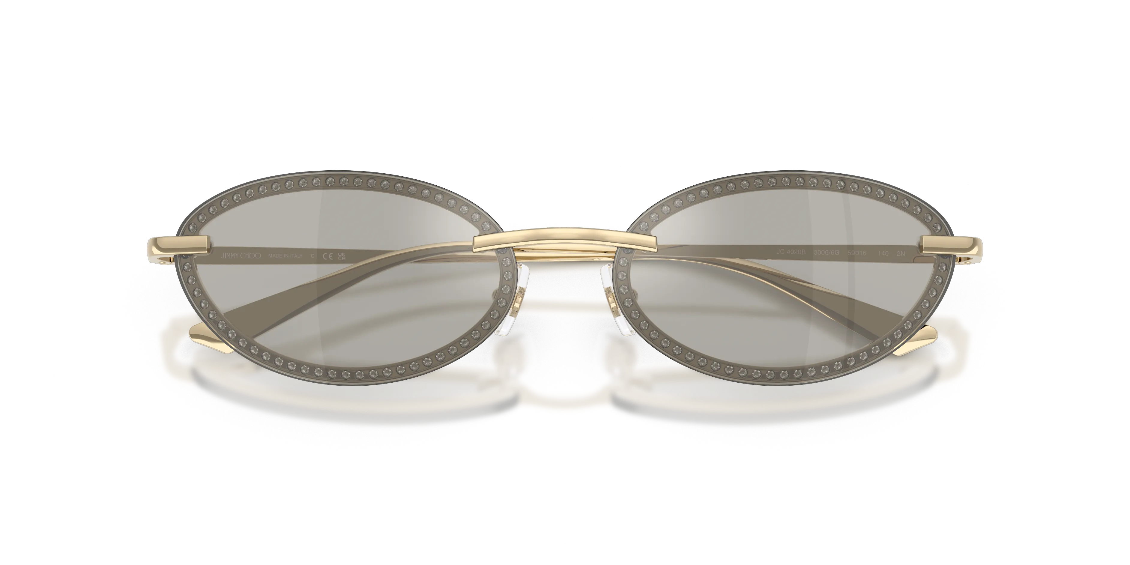Jimmy Choo JC4020B 30066G Occhiali da sole Metallo Oro Grigio Rotonda Specchiate - immagine 2