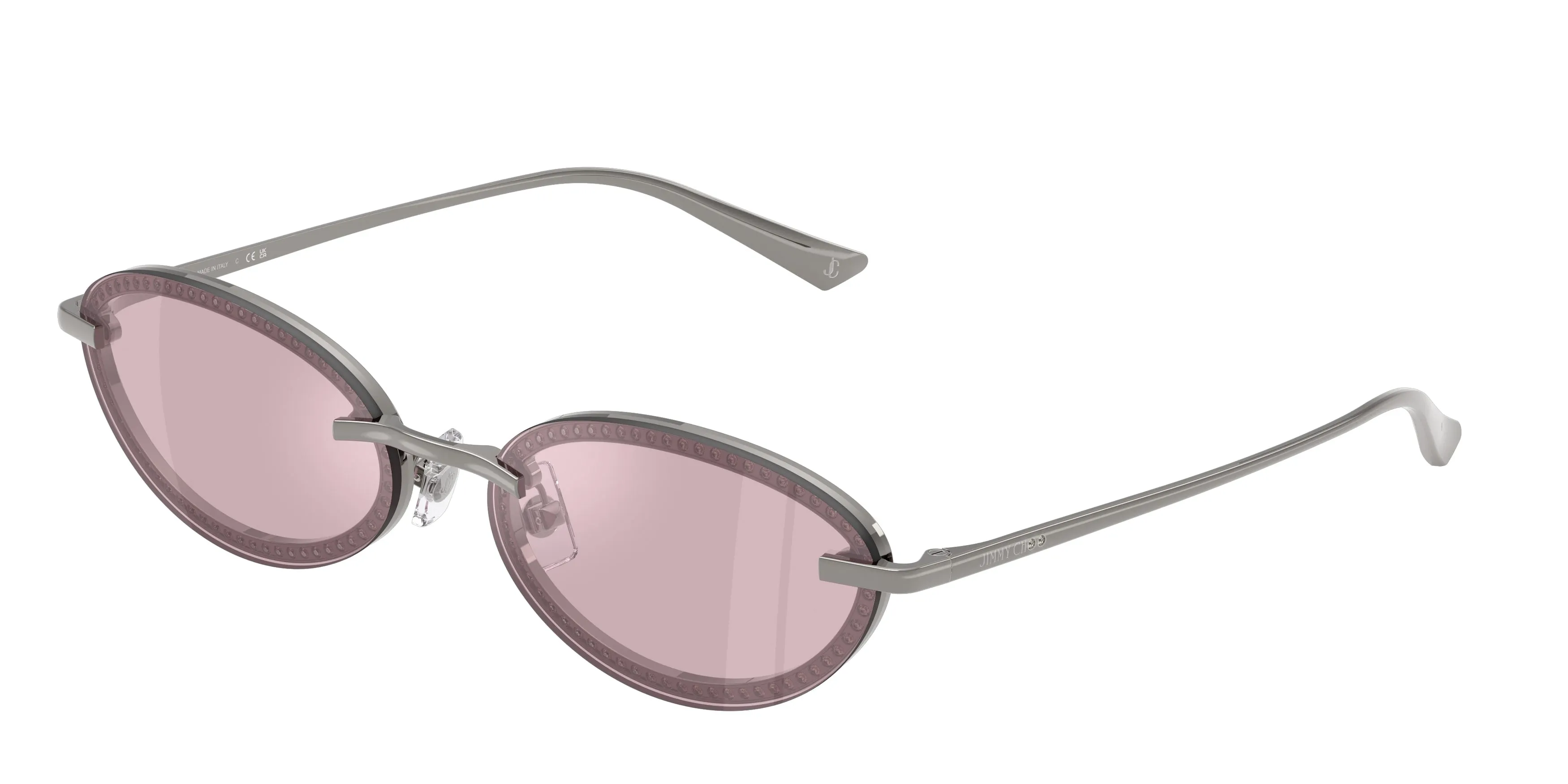 Jimmy Choo JC4020B 3004AK Occhiali da sole Metallo Grigio Viola Rotonda Normale - immagine 1