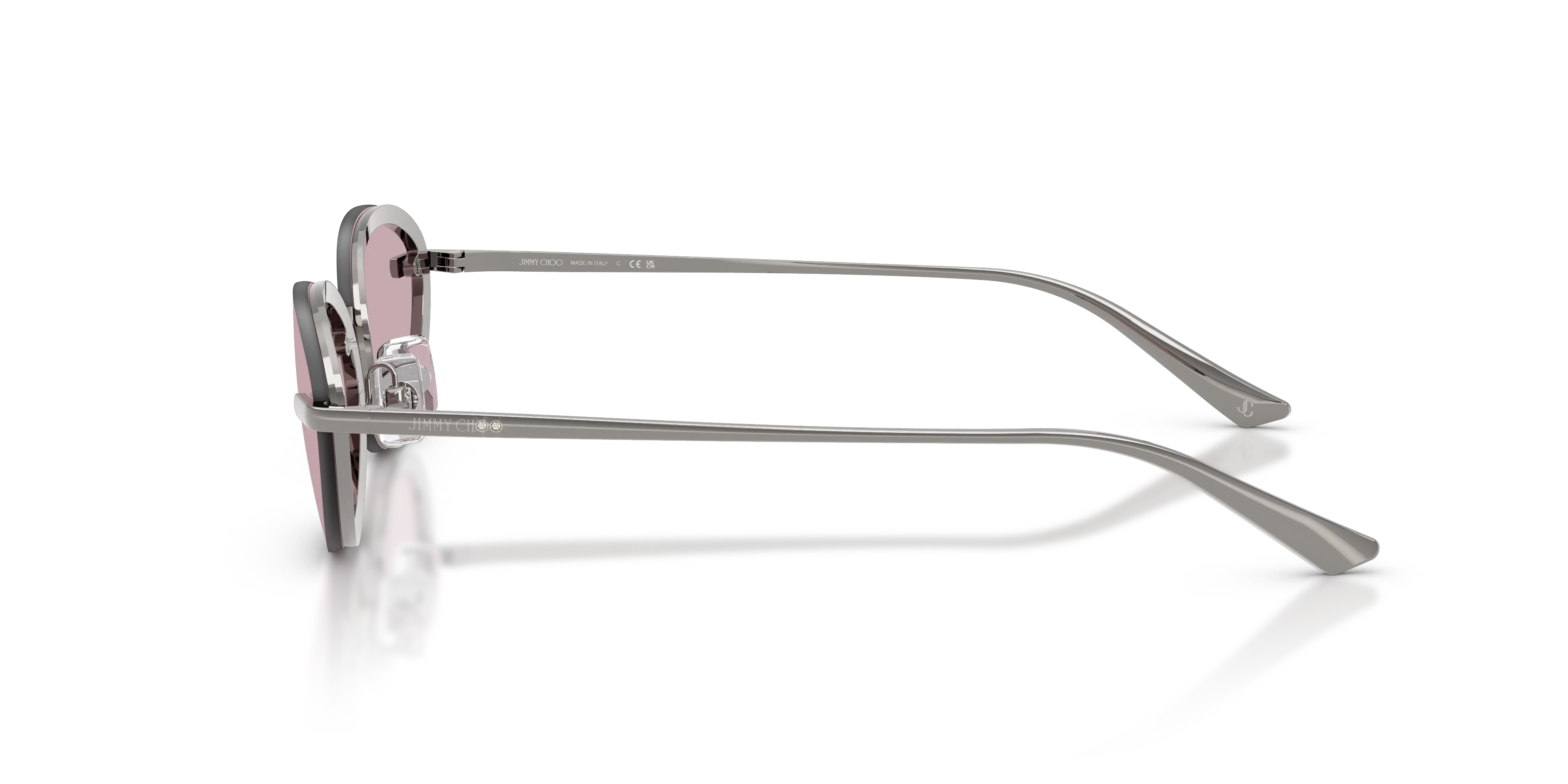 Jimmy Choo JC4020B 3004AK Occhiali da sole Metallo Grigio Viola Rotonda Normale - immagine 4