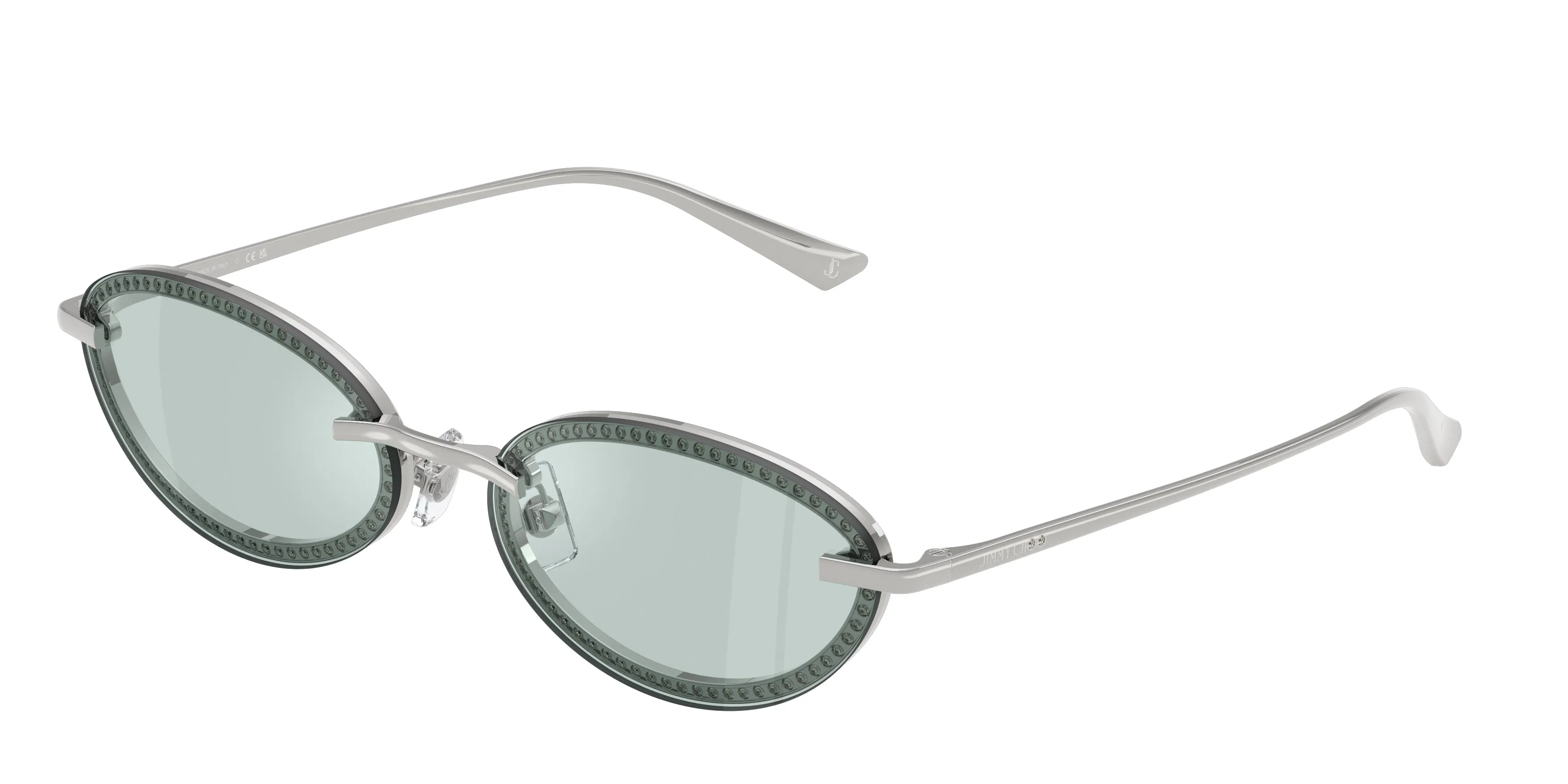 Jimmy Choo JC4020B 30029C Occhiali da sole Metallo Argento Azzurro Rotonda Normale - immagine 1